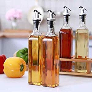 Kettlekane 500Ml Glass Oil Dispenser With Silicon Funnel, Oil Brush And Spatula (2Pc Oil Bottle + 1Pc Funnel + 1Pc Silicone Oil