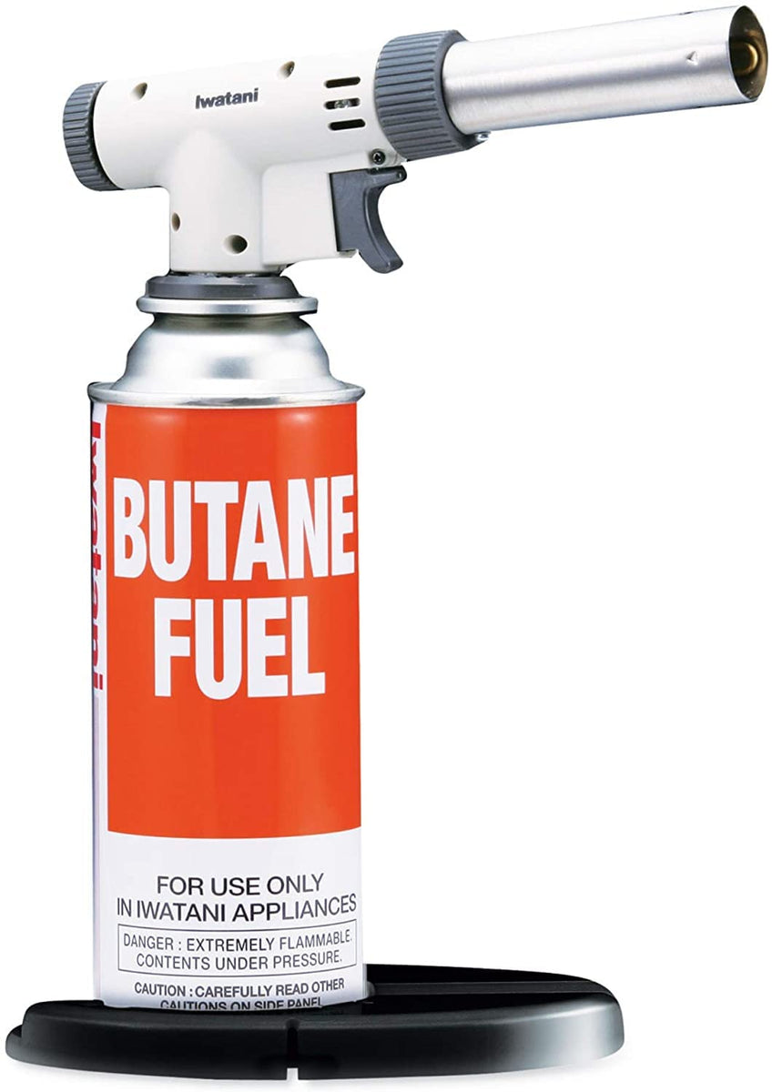 Iwatani International Iwatani PRO2 Chalumeau culinaire au butane pour sous vide, flamme réglable avec utilisation inversée pour desserts, crème brûlée, barbecue et pâtisserie (combustible butane non