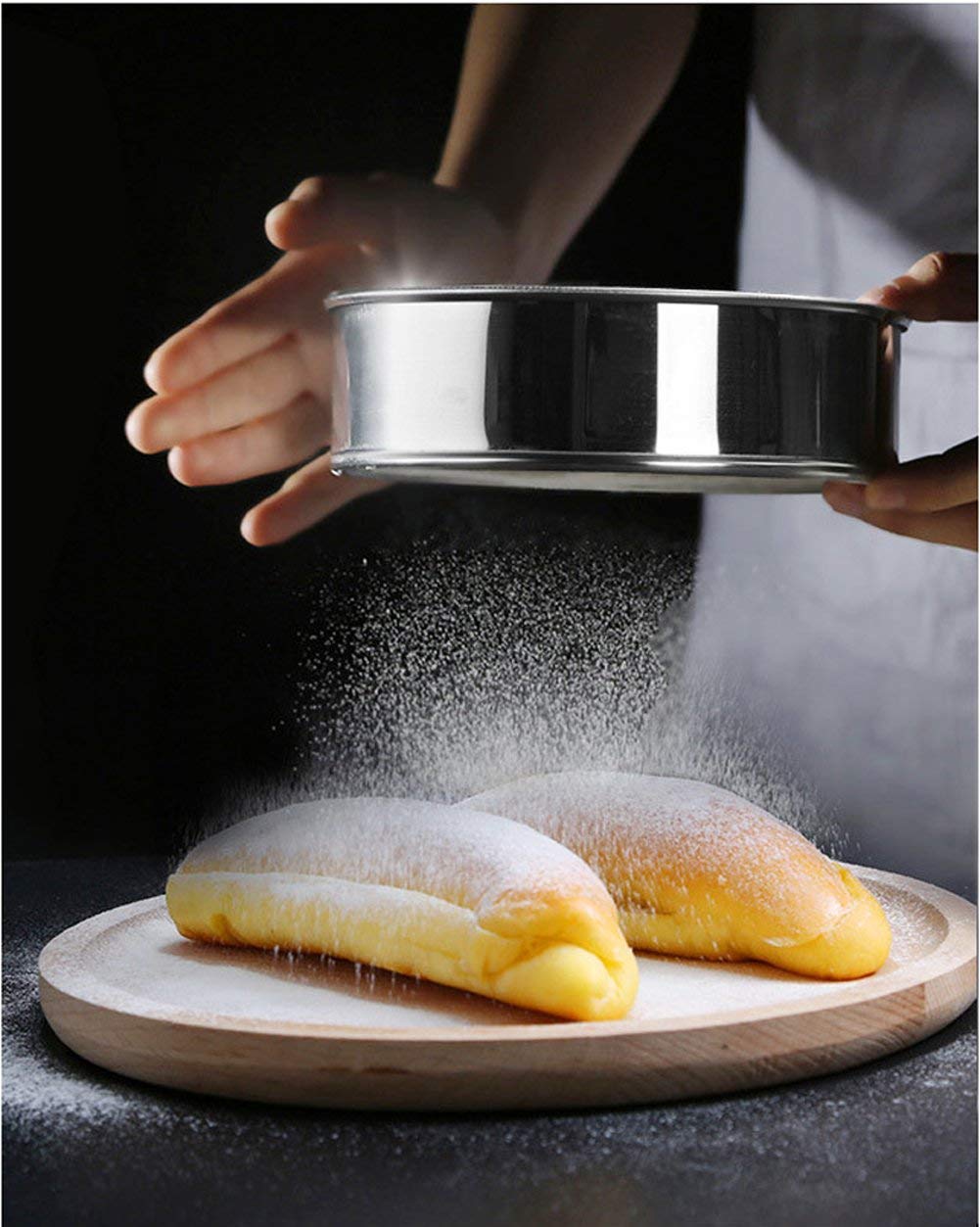 Ampseven Flour Sifter For Baking - Stainless Steel 40 Mesh Small Tamis 6Inch Round Sifter,Mini Fine Mesh Flour Sieve(6 Inch, 40M