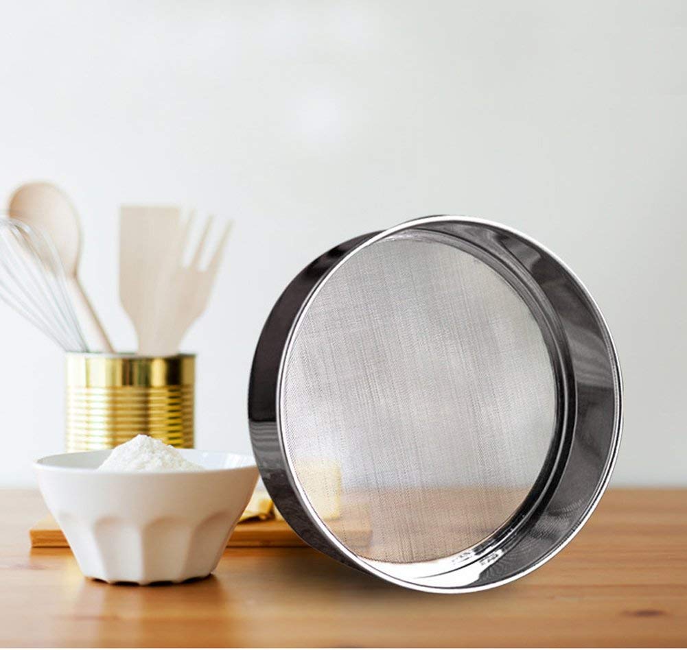 Ampseven Flour Sifter For Baking - Stainless Steel 40 Mesh Small Tamis 6Inch Round Sifter,Mini Fine Mesh Flour Sieve(6 Inch, 40M