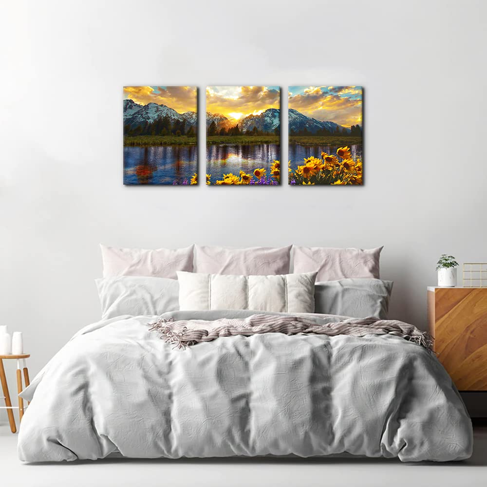 3 Pieces Mountain Canvas Wall Art For Living Room Nature Landscape Pic ...