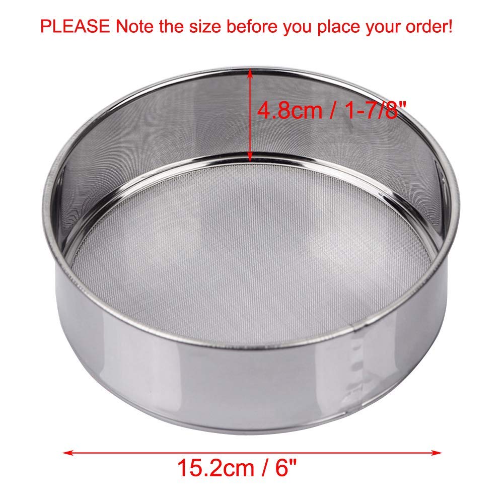 Ampseven Flour Sifter For Baking - Stainless Steel 40 Mesh Small Tamis 6Inch Round Sifter,Mini Fine Mesh Flour Sieve(6 Inch, 40M
