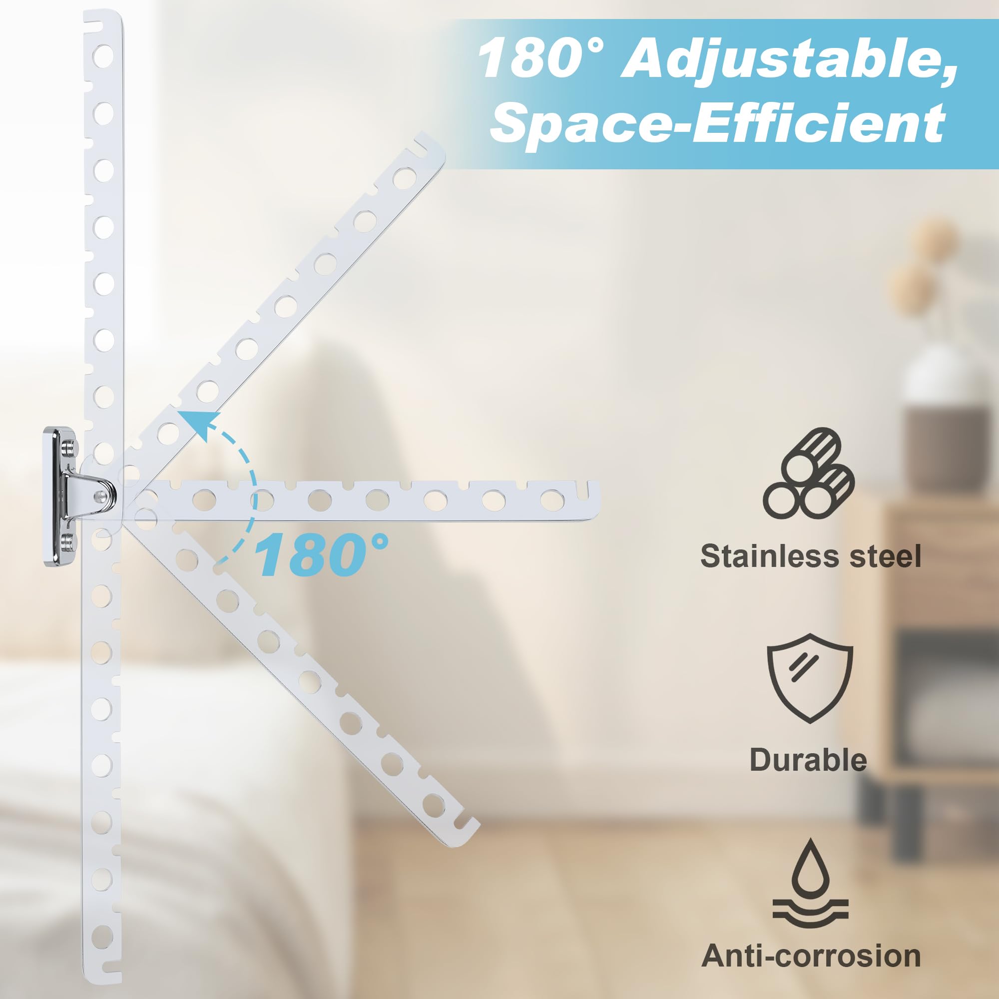 Alise ??Folding Clothes Hanger Rack, Stainless Steel Wall Mounted Drying Rack, Space Saving Laundry Hanging Rack For Laundry Clo