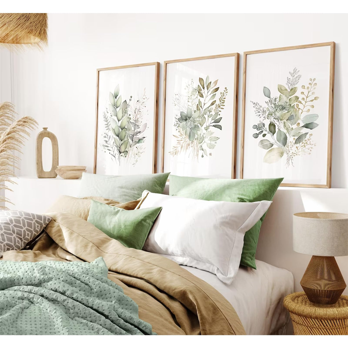 Joocrise Watercolor Botanical Wall Art Set Of 3 Boho Floral Canvas Wal ...