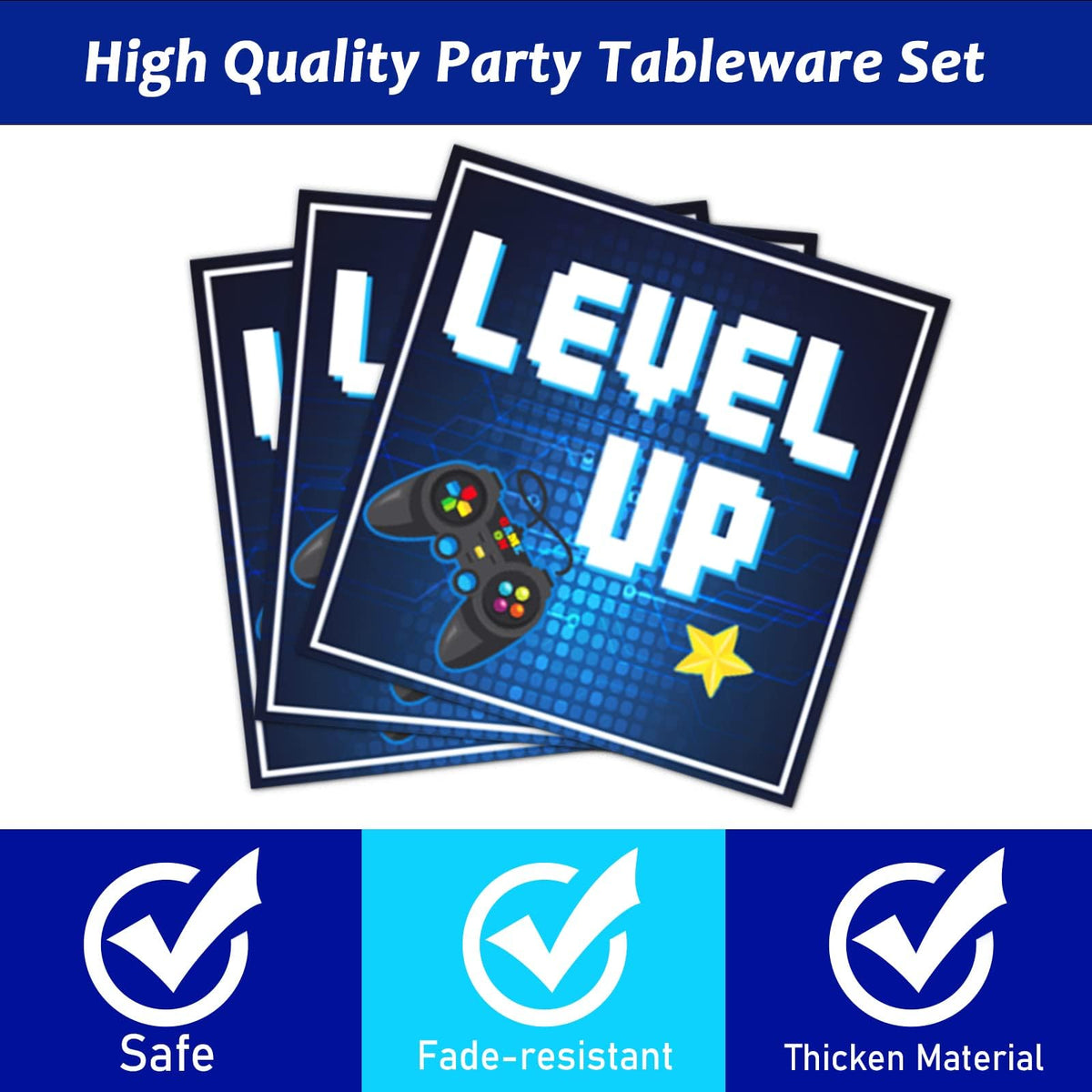 96 Pcs Video Game Party Supplies Paper Plates Napkins Gaming Party Bir ...