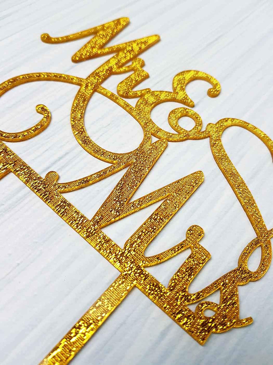 AMINJIE Mr and Mrs Cake Topper Bride and Groom Sign Wedding/Engagement ...
