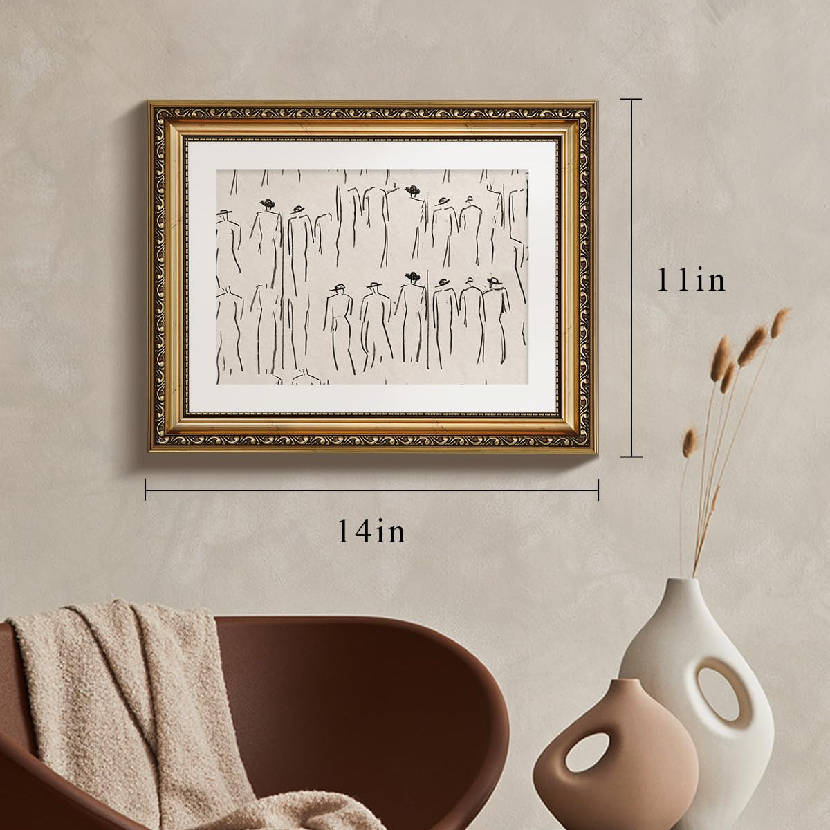Viyyiea Gold Framed Wall Art Canvas Print Home Decor Abstract Wall Art ...