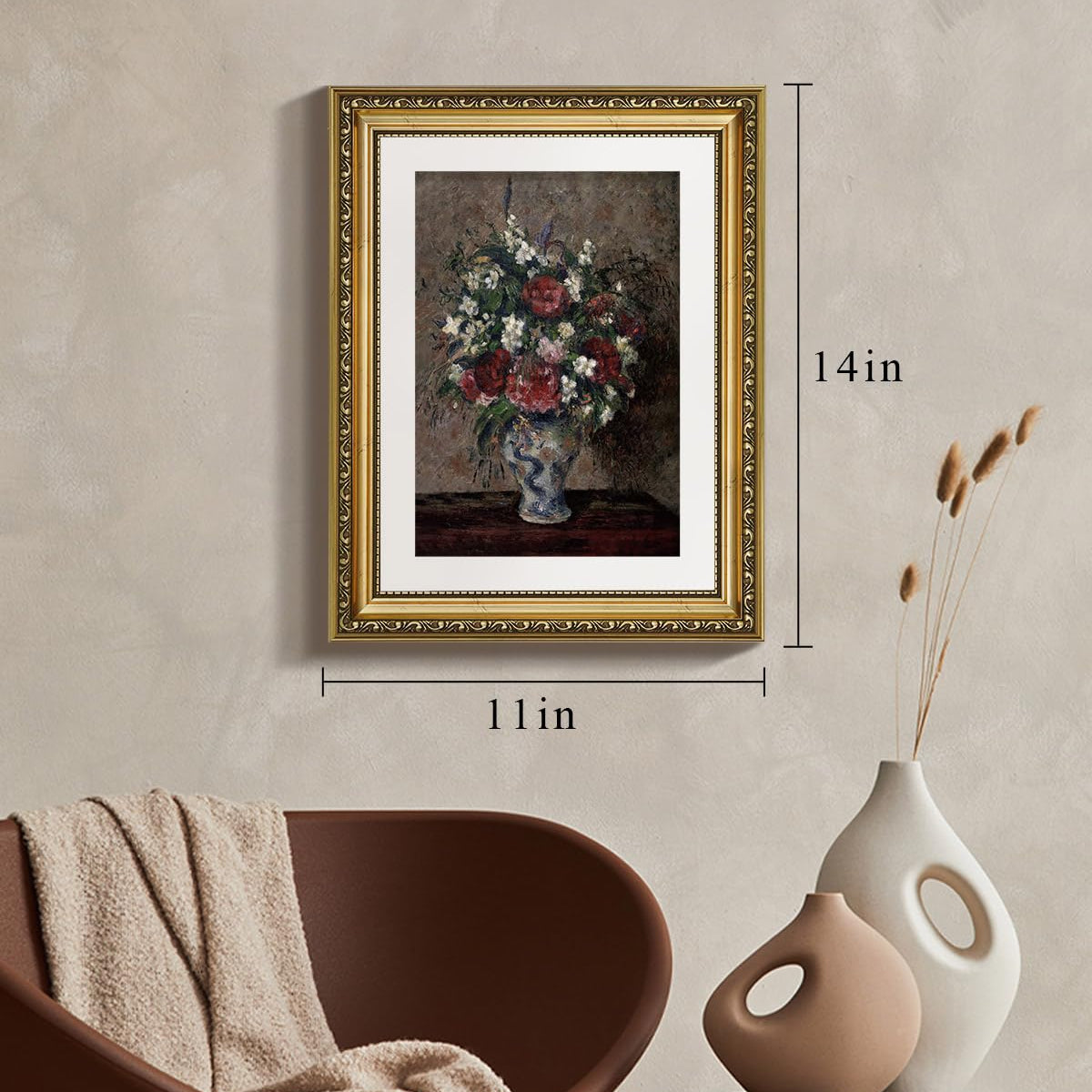 Viyyiea Gold Framed Wall Art Canvas Print Home Decor Flower Wall Decor ...
