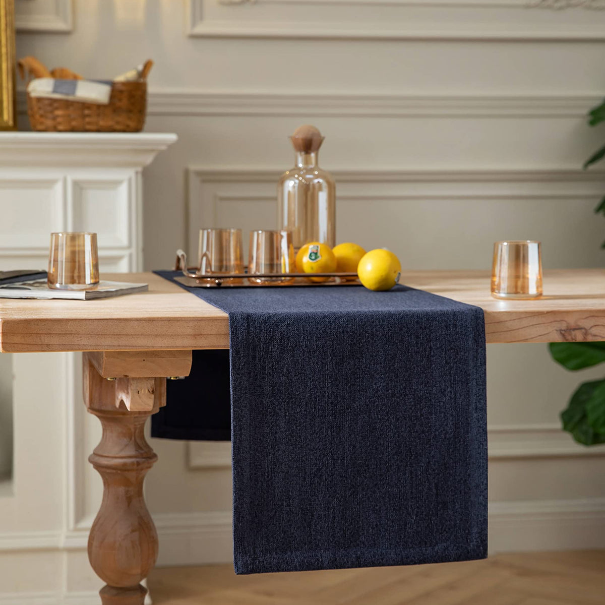 Zeemart Burlap Style Farmhouse Table Runners 72 Inches Long, Navy Rust ...