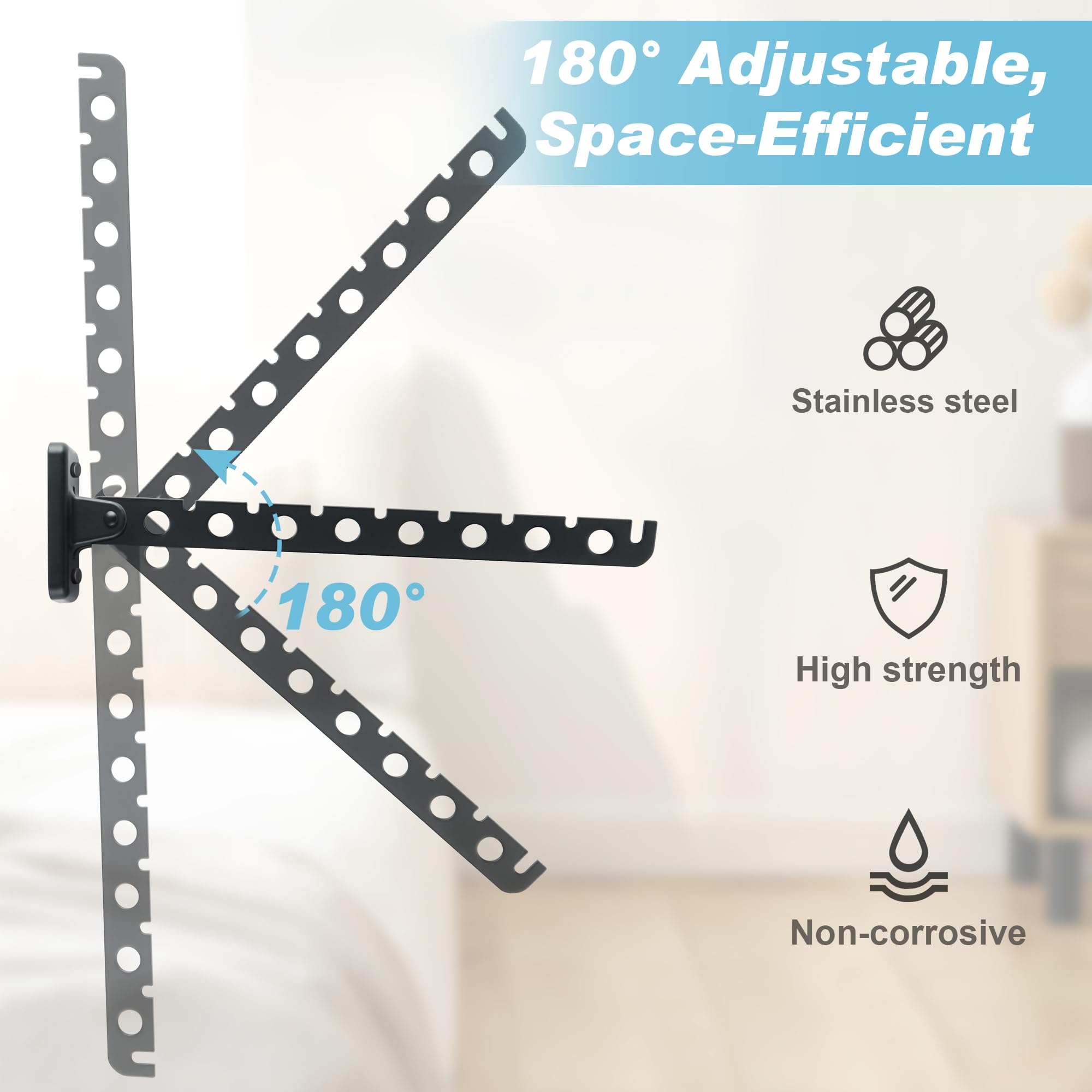 Alise Cloths Drying Rack Wall Mounted, Stainless Steel Folding Laundry Hanging Rack, Swivel Space Saving Clothes Hanger Rack For