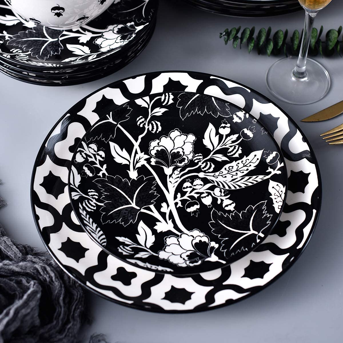Wisenvoy Dinnerware Sets Plates and Bowls Sets Ceramic Dish Set Plate Set Stoneware Dinnerware Set Dishes Set for 4
