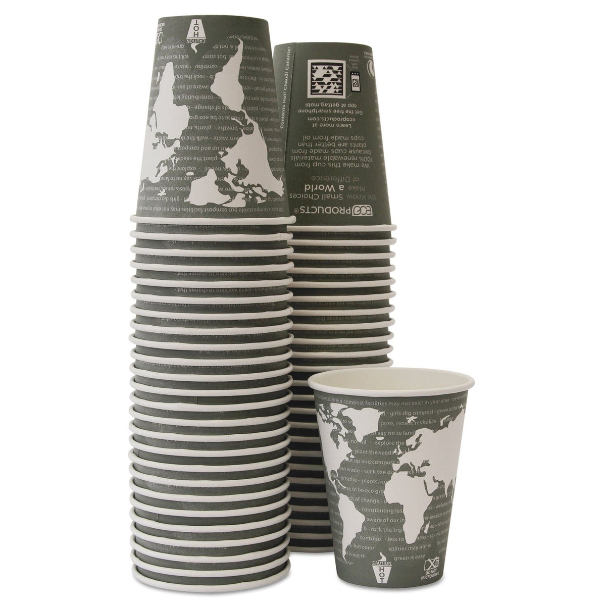 World Art Renewable/Compostable Hot Cups, 12 Oz, Gray, 50/Pack,10 Pack ...