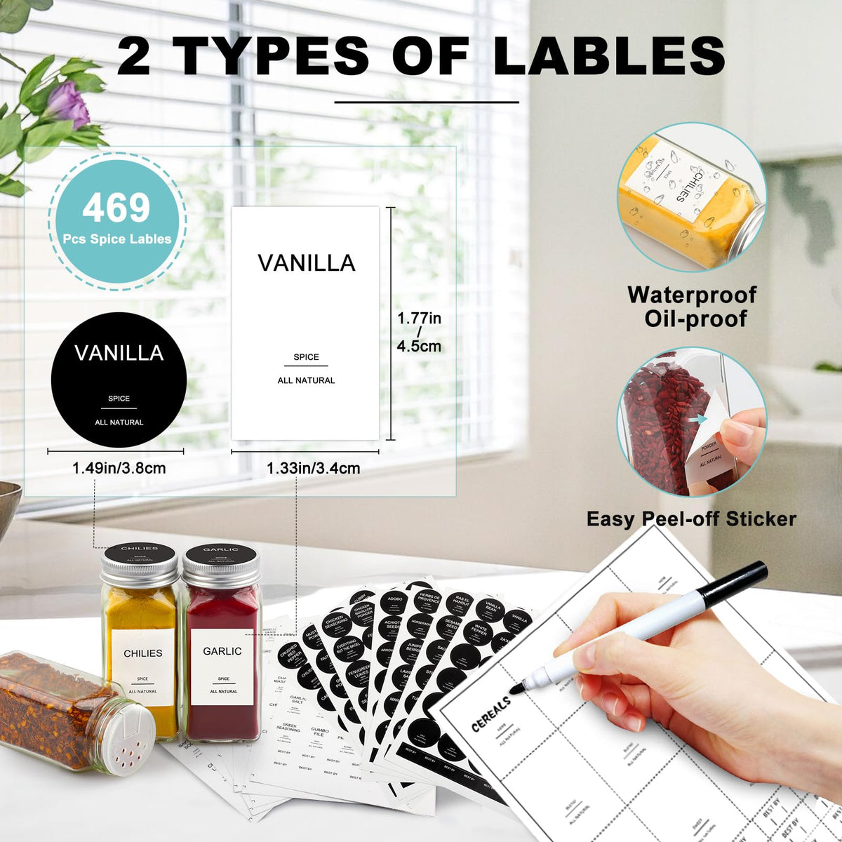 Aisiprin 24 Pcs Glass Spice Jars With Labels, 4Oz Small Empty Square S ...
