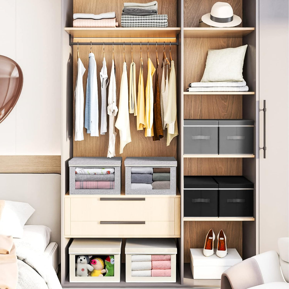 Homsorout Stackable Storage Bins With Lids - Storage Baskets With Lids ...