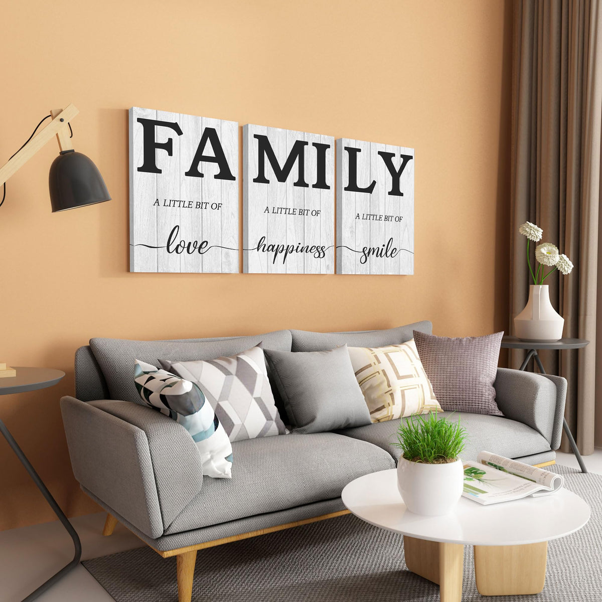 YOUHONG 3 Piece Family Wall Decor Canvas Art - 12''Wx16''H, Wood, Art ...