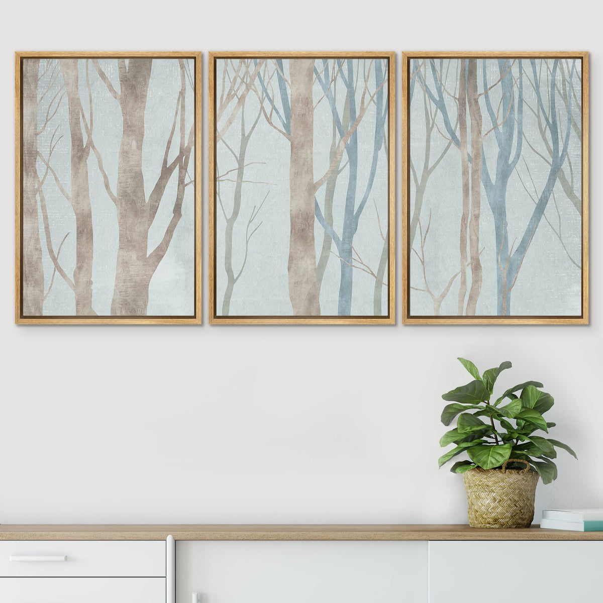 Signwin Framed Canvas Print Wall Art Set Pastel Watercolor Winter Fore ...