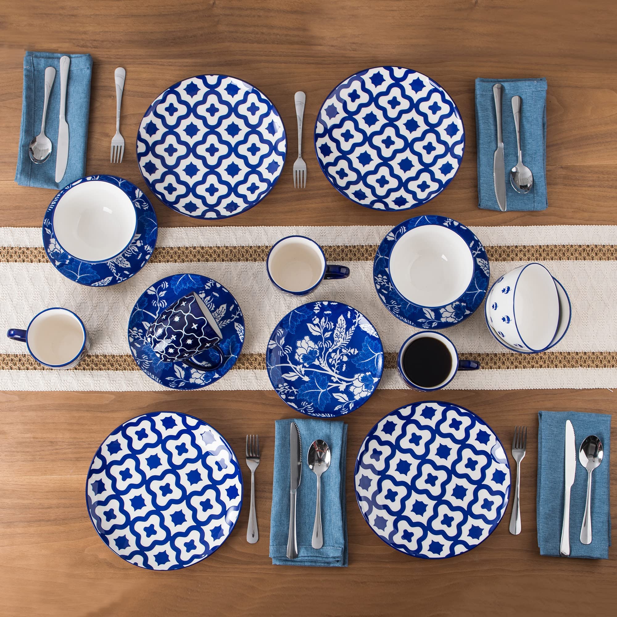 Wisenvoy Plates and Bowls Sets Dinnerware Sets 16 Piece Plate Set Dinner Plates Stoneware Dinnerware Set Dish Set for 4