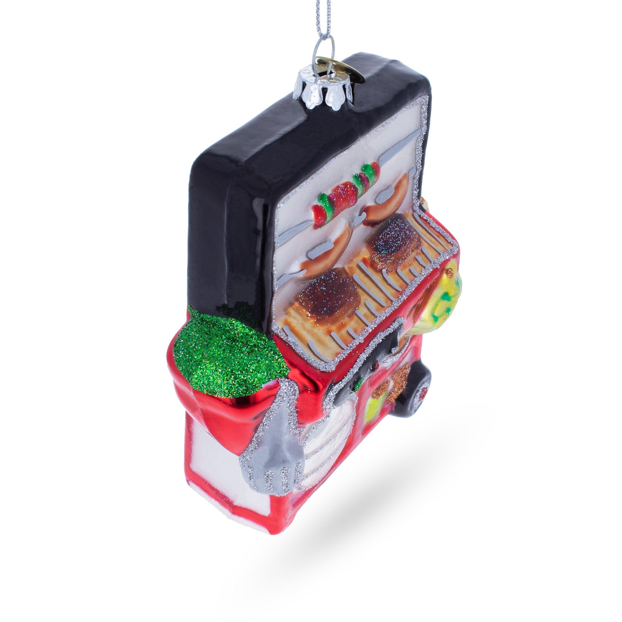 Red Barbecue Grill Glass Christmas Ornament