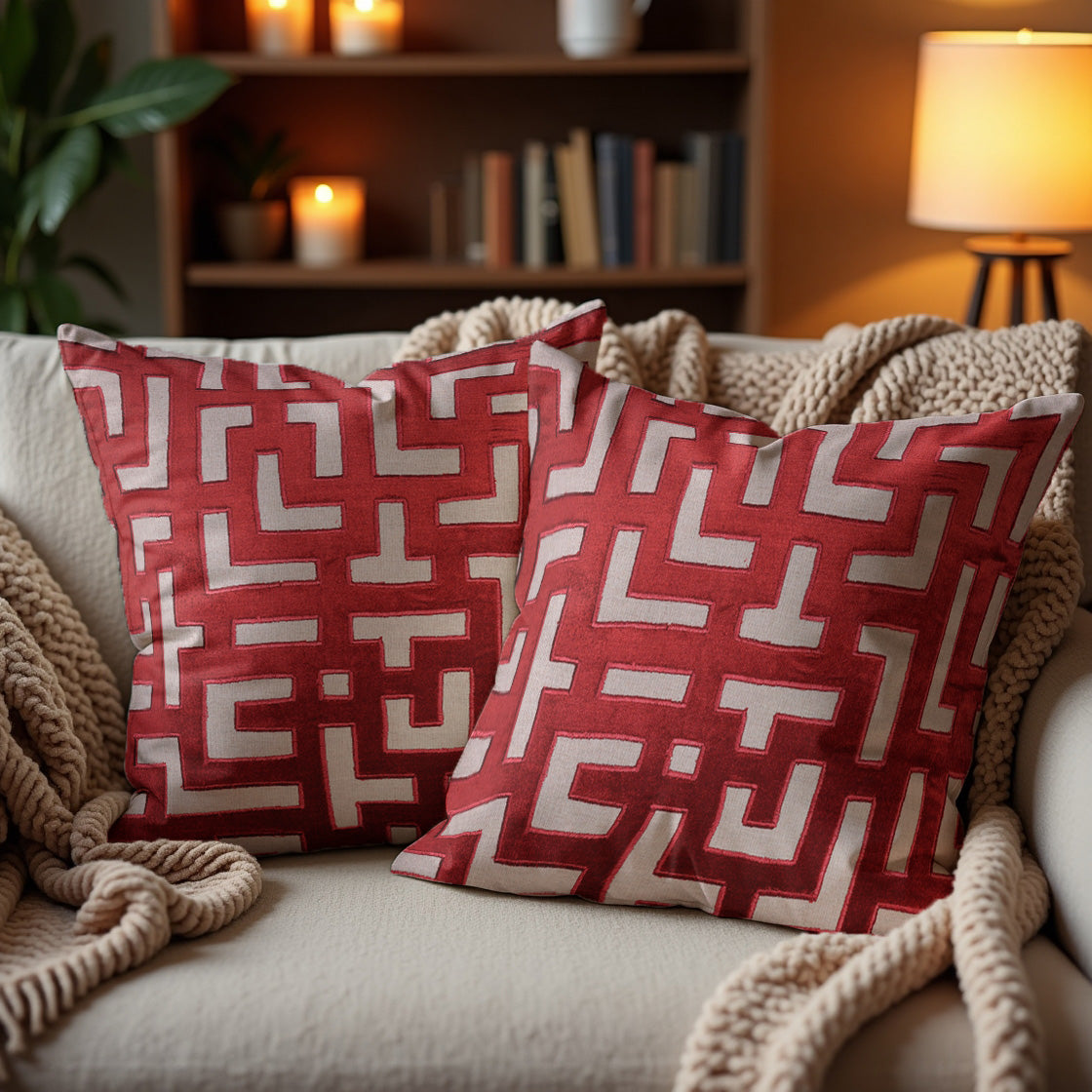 Red Throw Pillow Covers - 20 x 20 inches