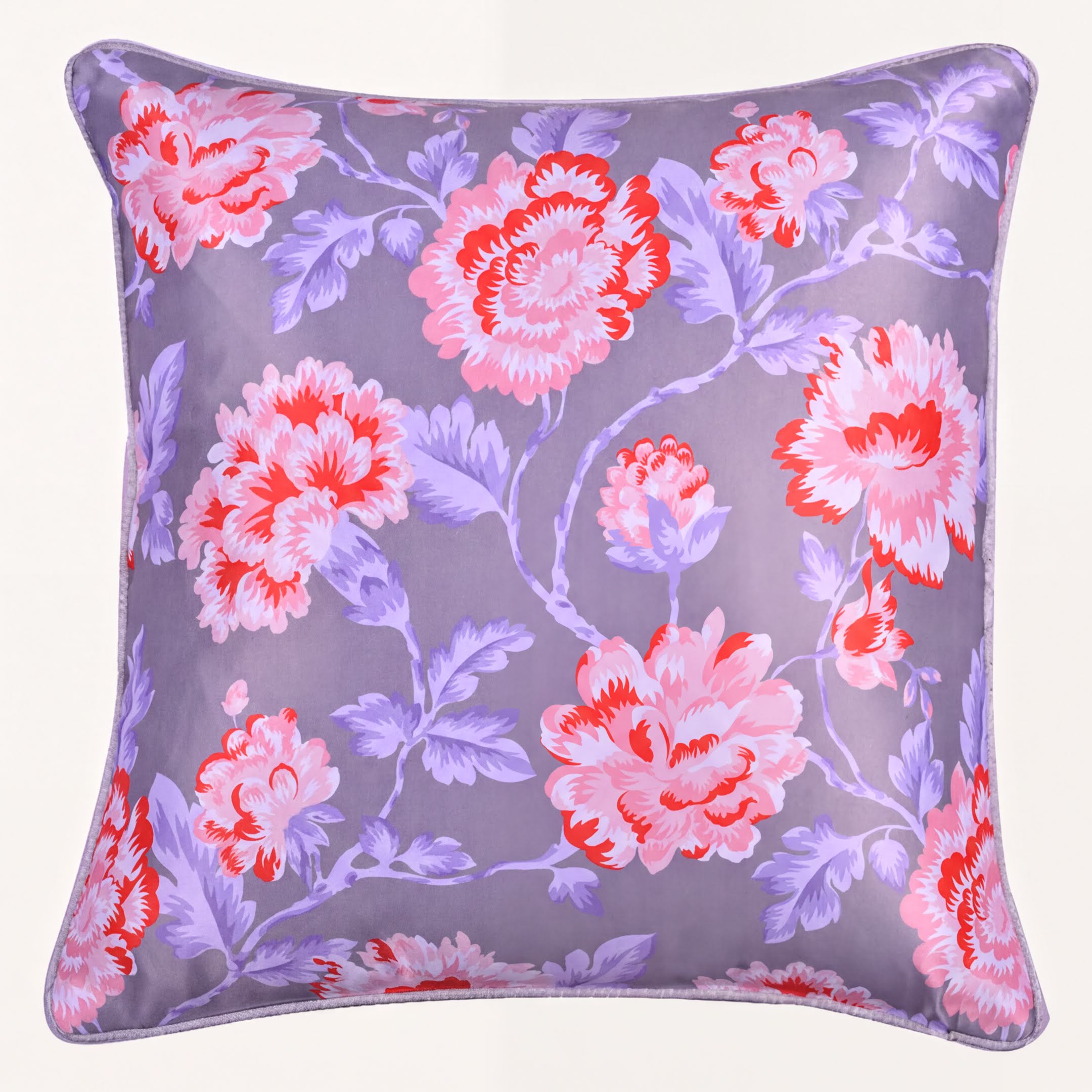 Floral Throw Pillow Covers - 20 x 20 Inches | Pink & Gray Decorative Cushion
