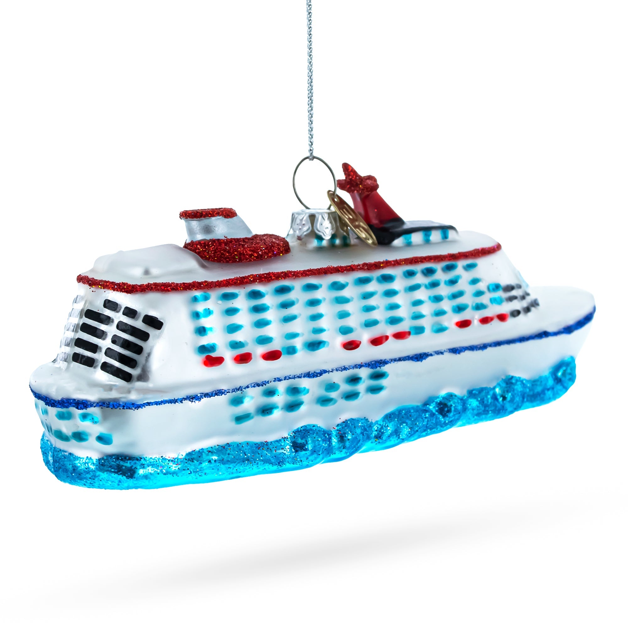 Voyage Aboard a Majestic White Cruise Ship Glass Christmas Ornament