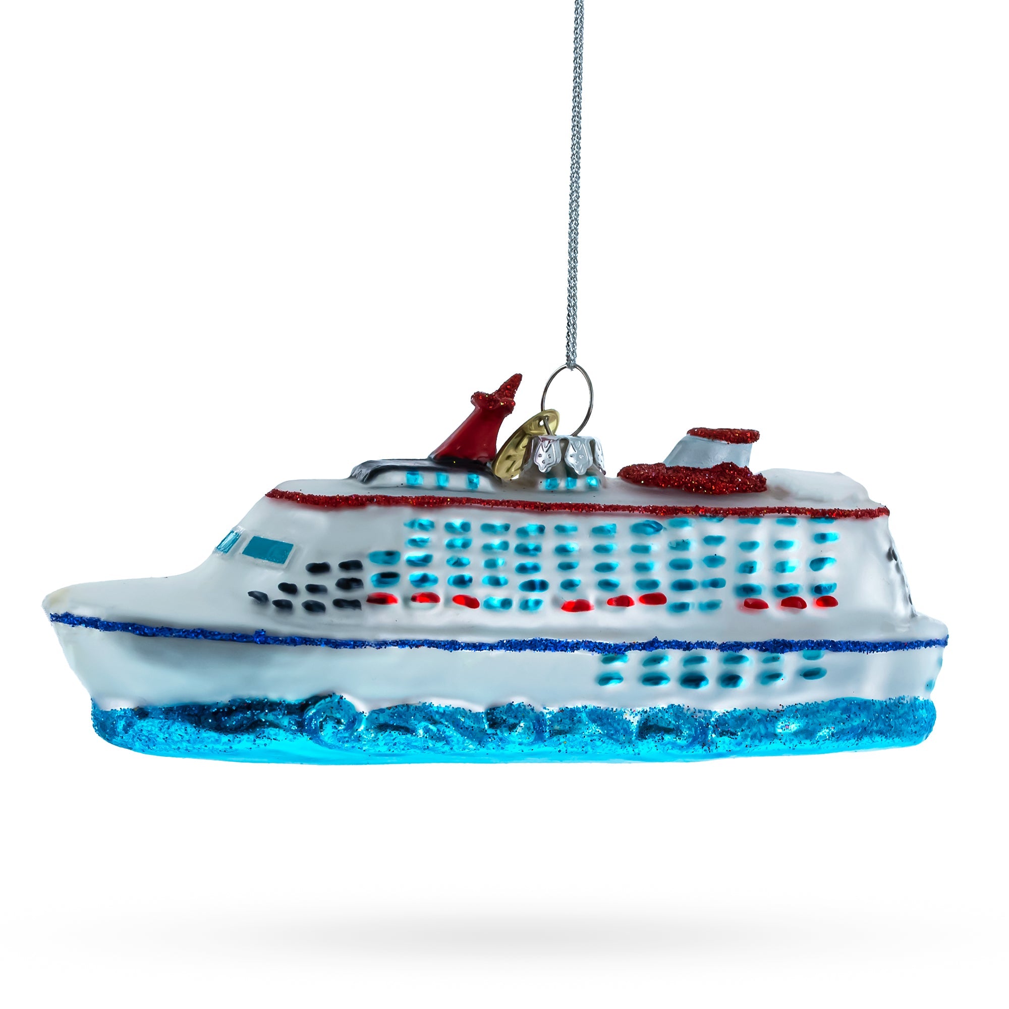 Voyage Aboard a Majestic White Cruise Ship Glass Christmas Ornament