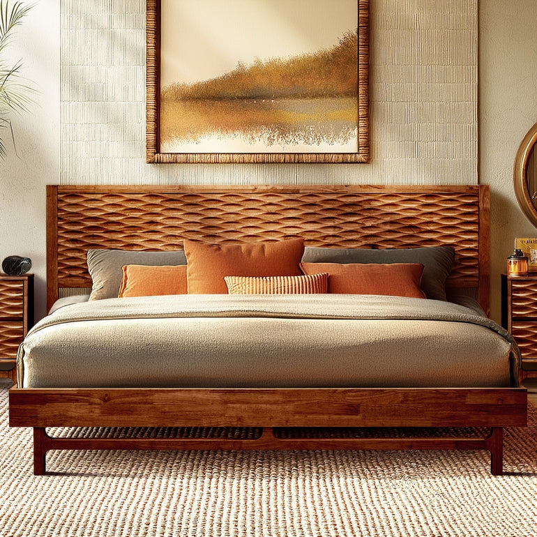 Acacia Elara Platform Bed Frame with Headboard - Stylish and Durable Design