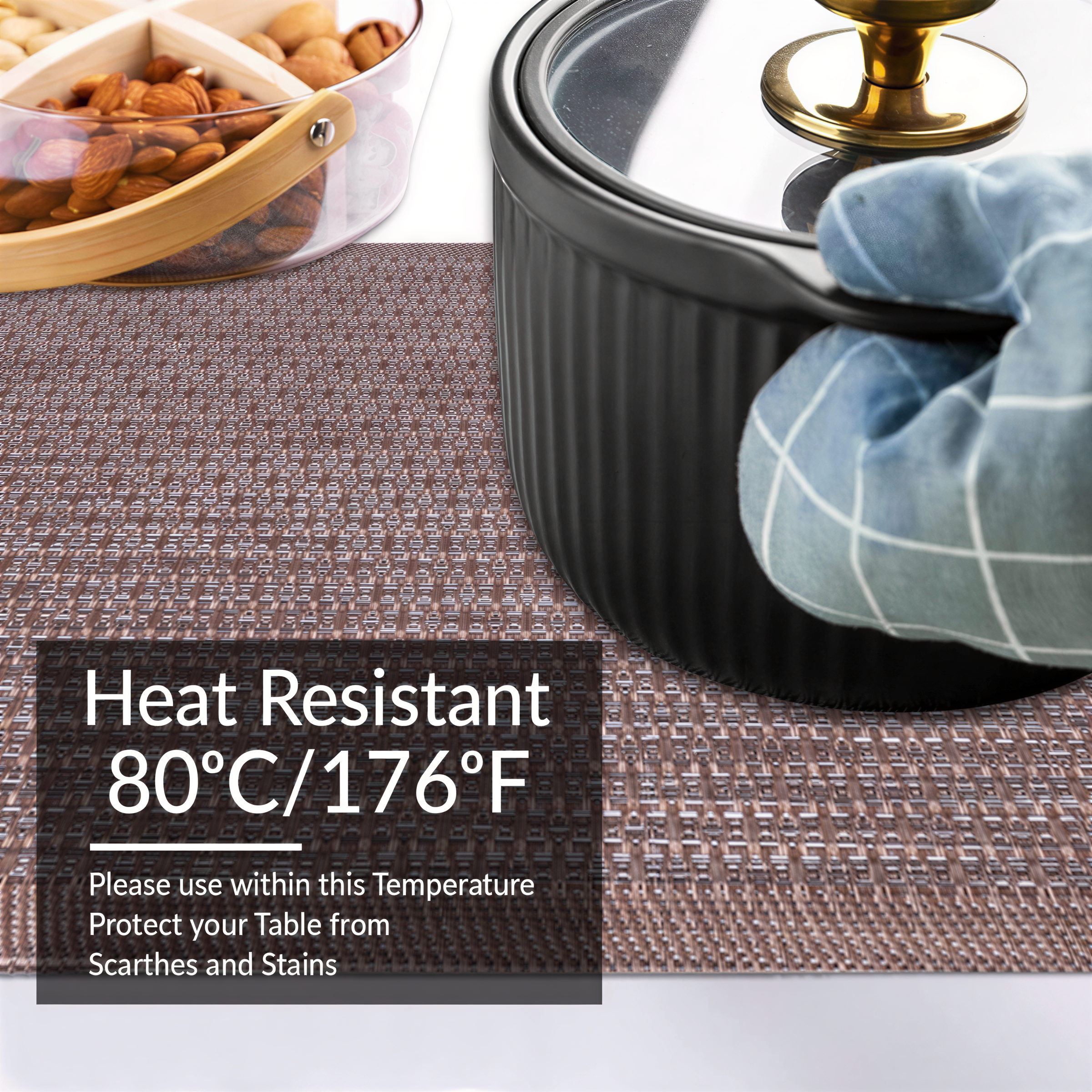 Vinyl Placemats - Heat Resistant, Scratch Resistant Table Protectors for Kitchen Decor