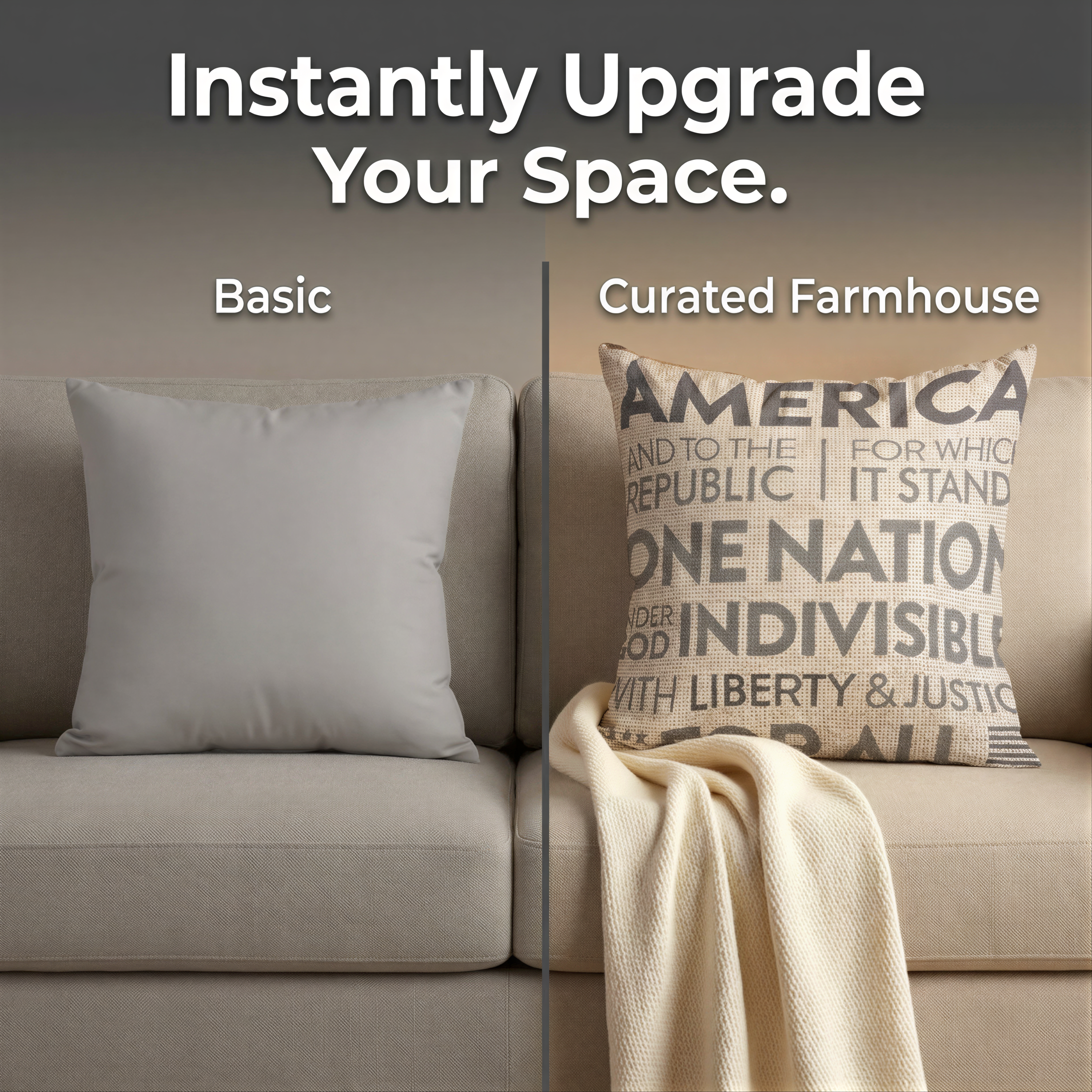 Patriotic Throw Pillow - USA Pillow Cover 18x18 Inch With Zipper Closure