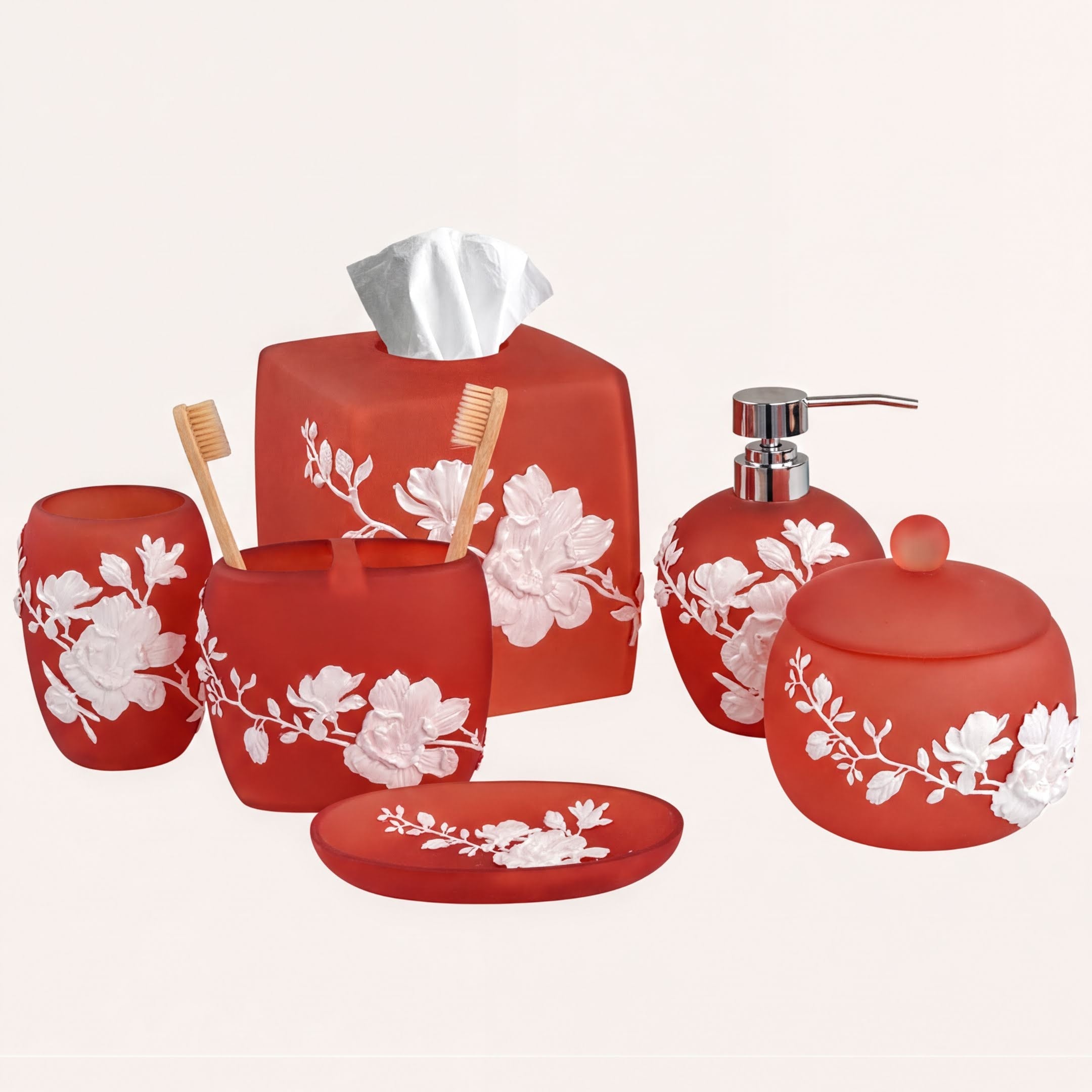 Bathroom Accessory Set – Elegant Polyresin Bath Décor Set with Soap Dispenser & Tumbler