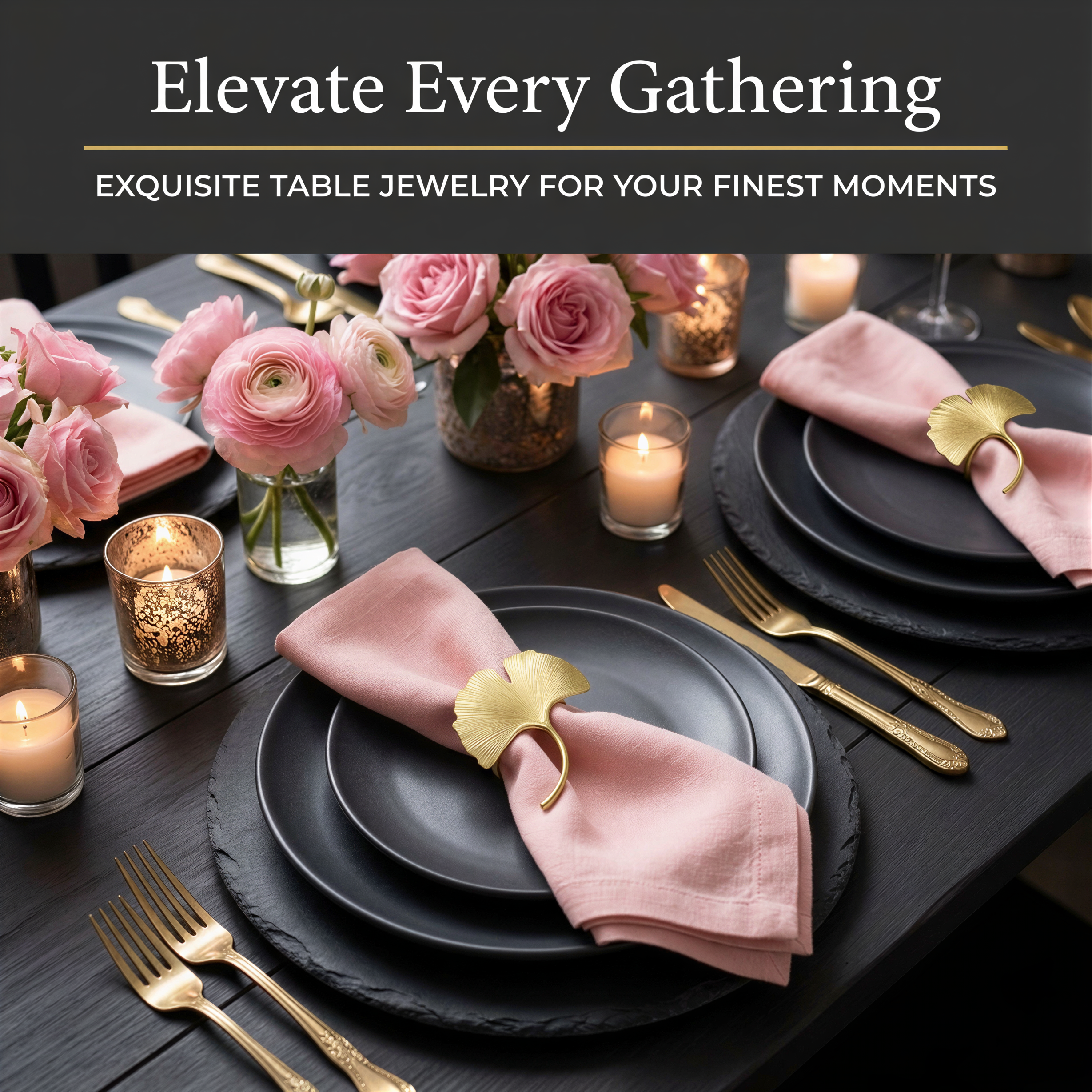 Gold Leaf Napkin Rings – Elegant Leaf Design Rings | Rust Resistant Table Decor Accessories