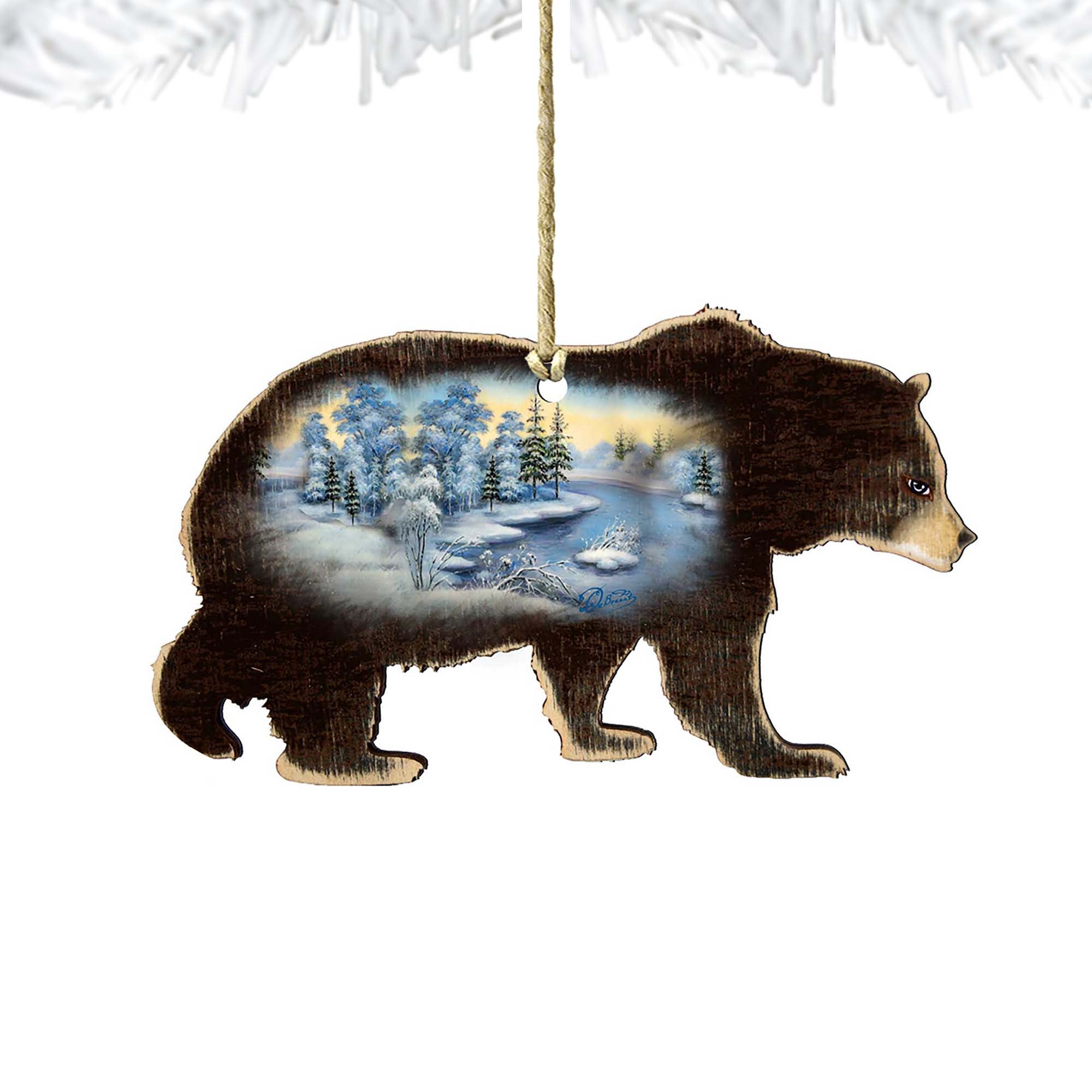 Winter Black Bear Wooden Ornaments by G. DeBrekht - Wildlife Holiday Decor - 8198215