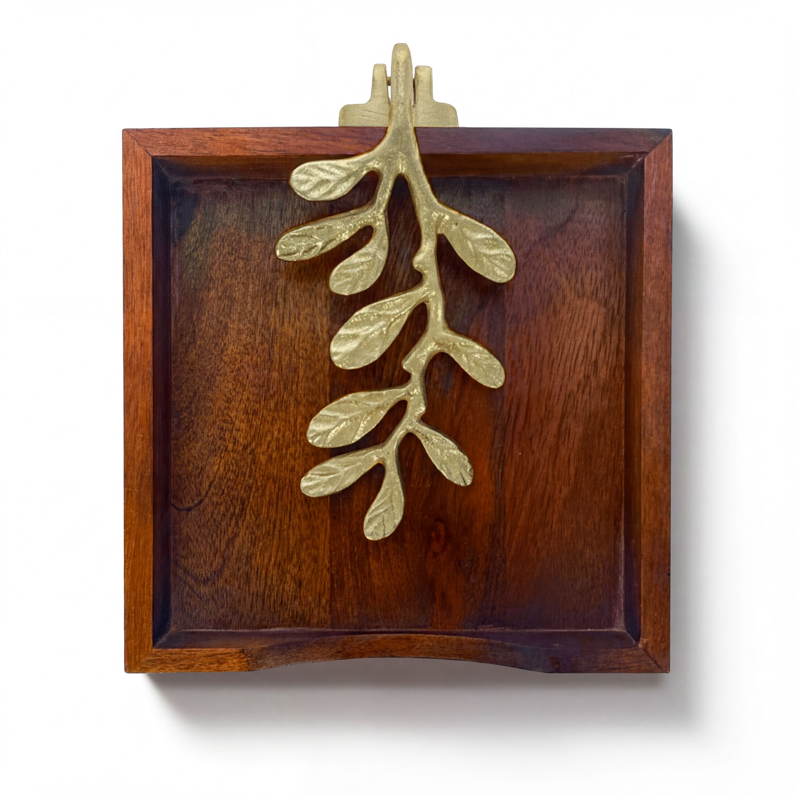 Wooden Napkin Holder – Solid Wood Tabletop Holder with Gold Finish & Weighted Metal Arm