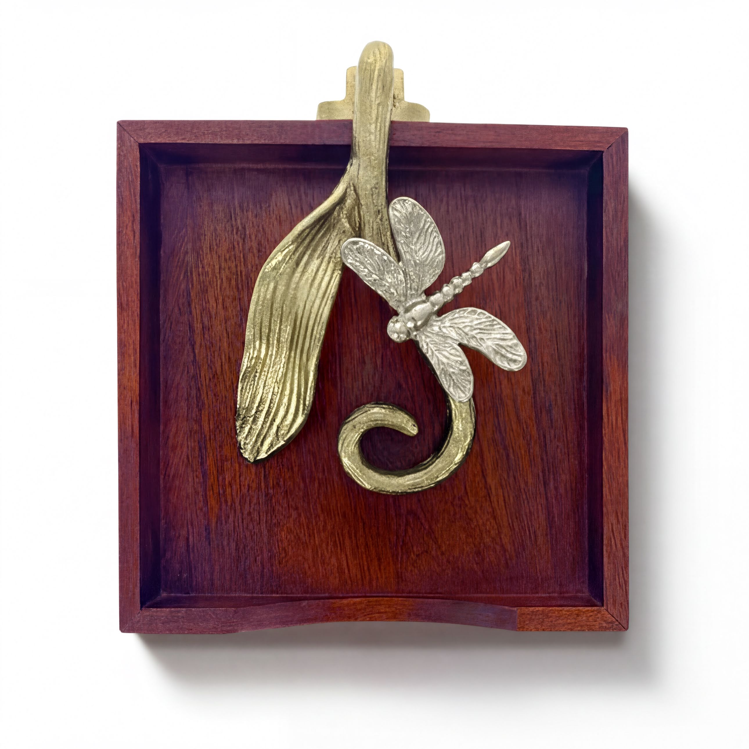 Wooden Napkin Holder - Silver Gold Metal Finish Ornament with Weighted Arm