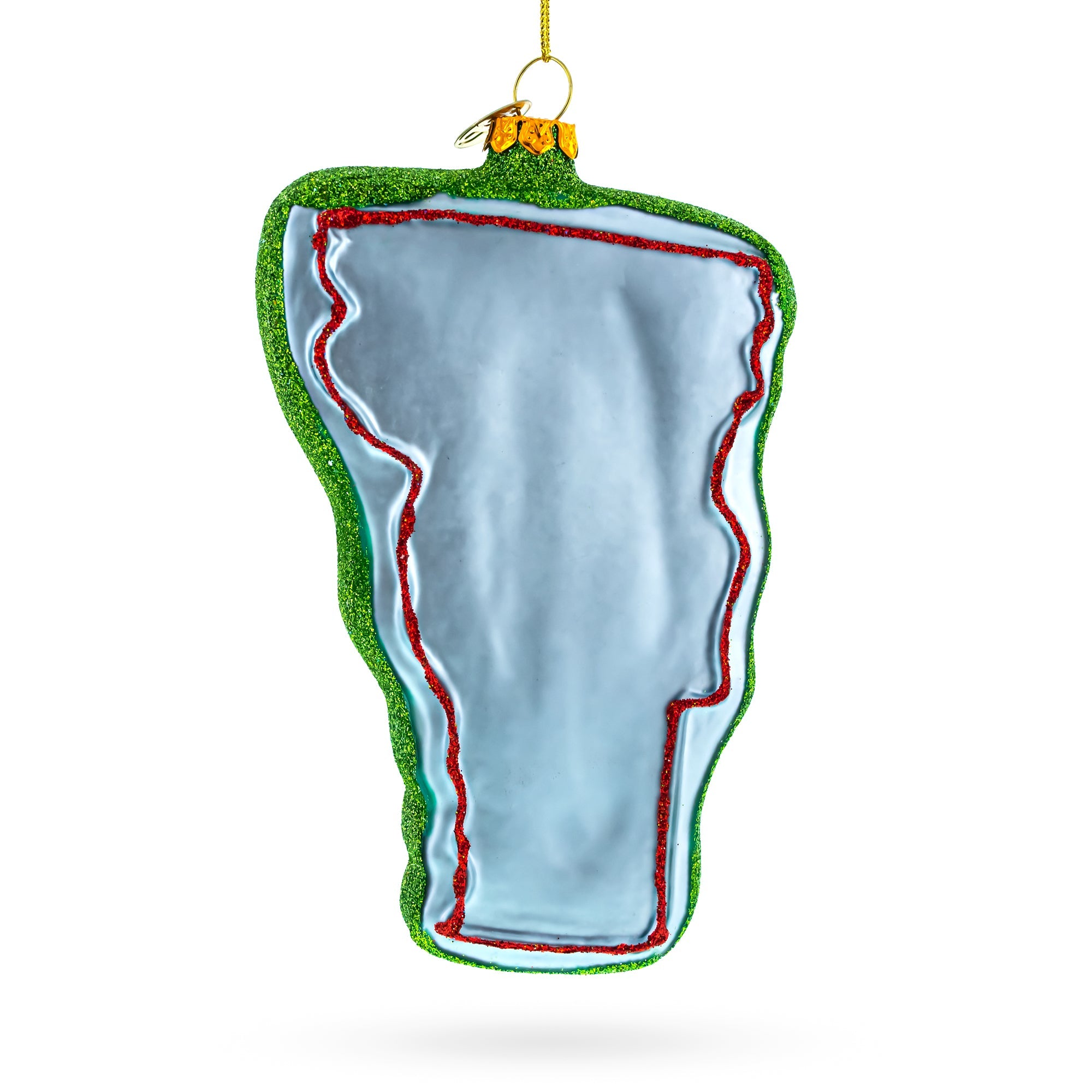 State of Vermont Symbols, USA Glass Christmas Ornament