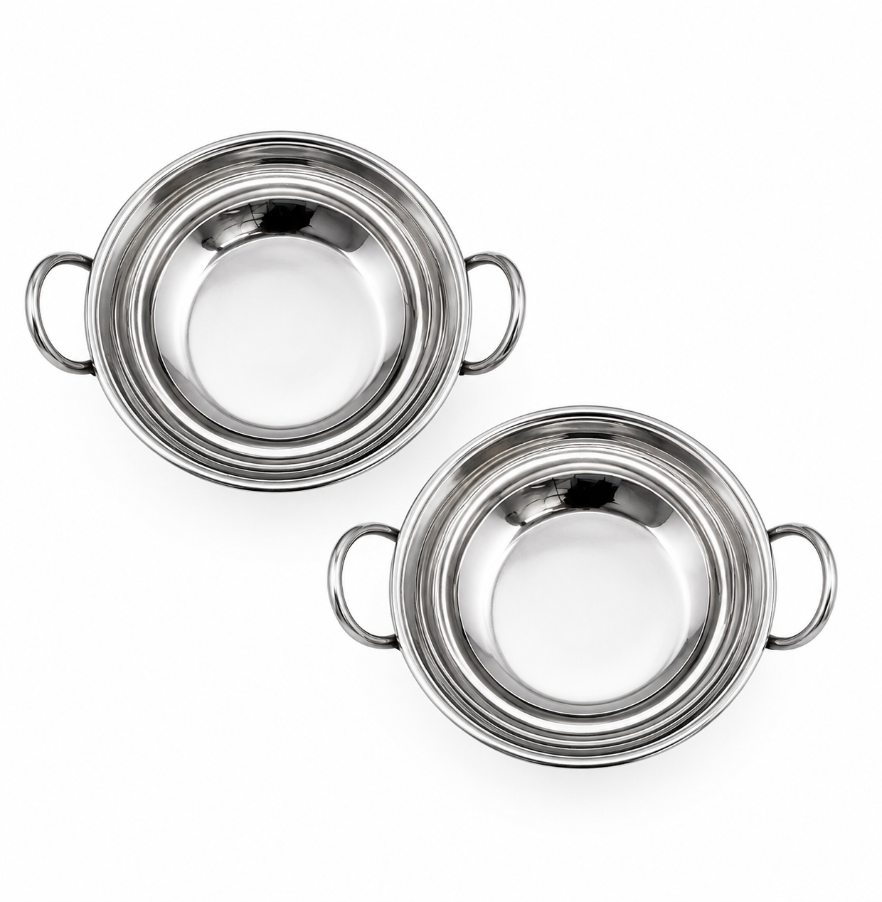 Stainless Steel Hammered Finish Serving Kadhai with Handles - quality Serveware Set - 4pcs