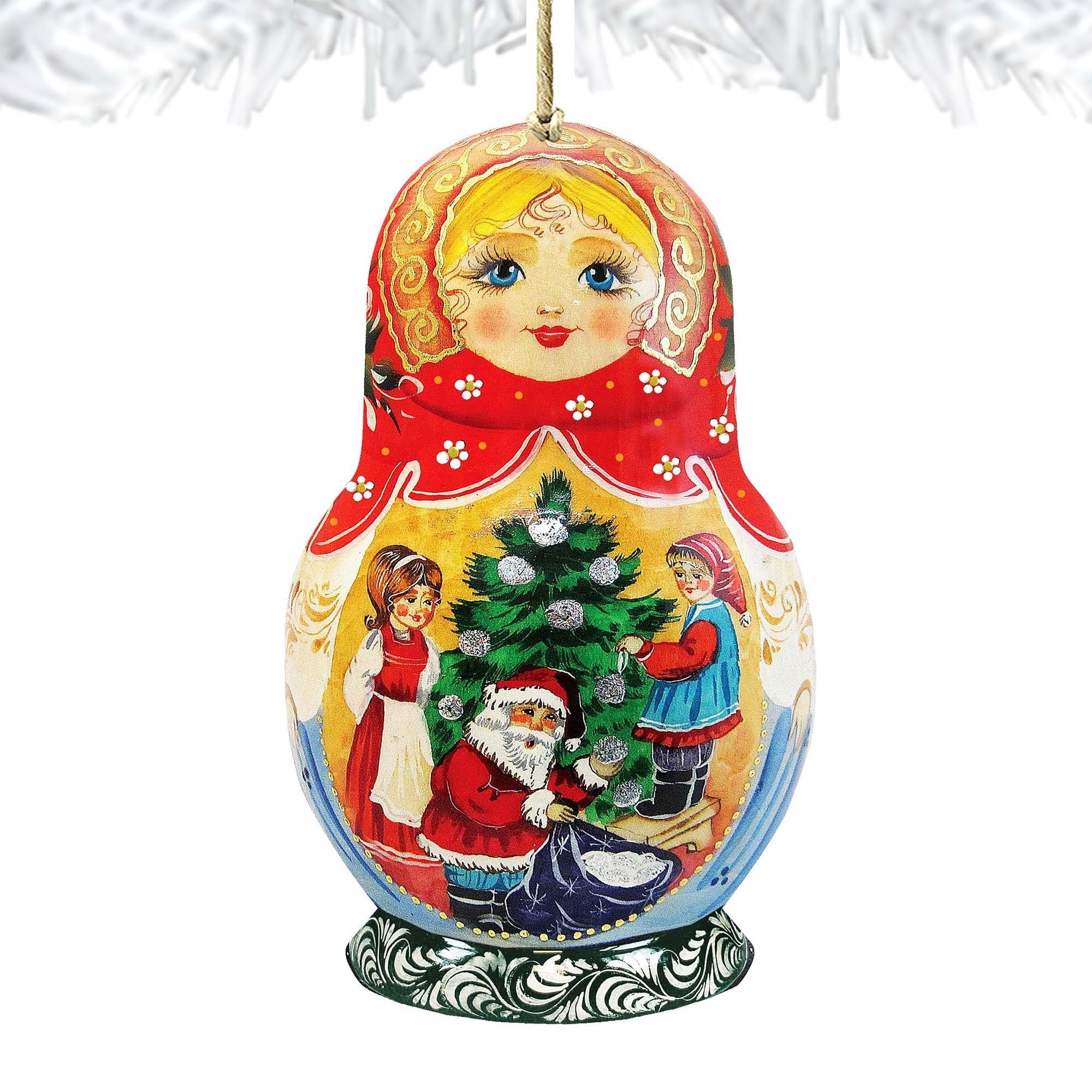 Night Before Christmas Matreshka Wooden Ornaments by G. DeBrekht - Christmas Decor - 8110734