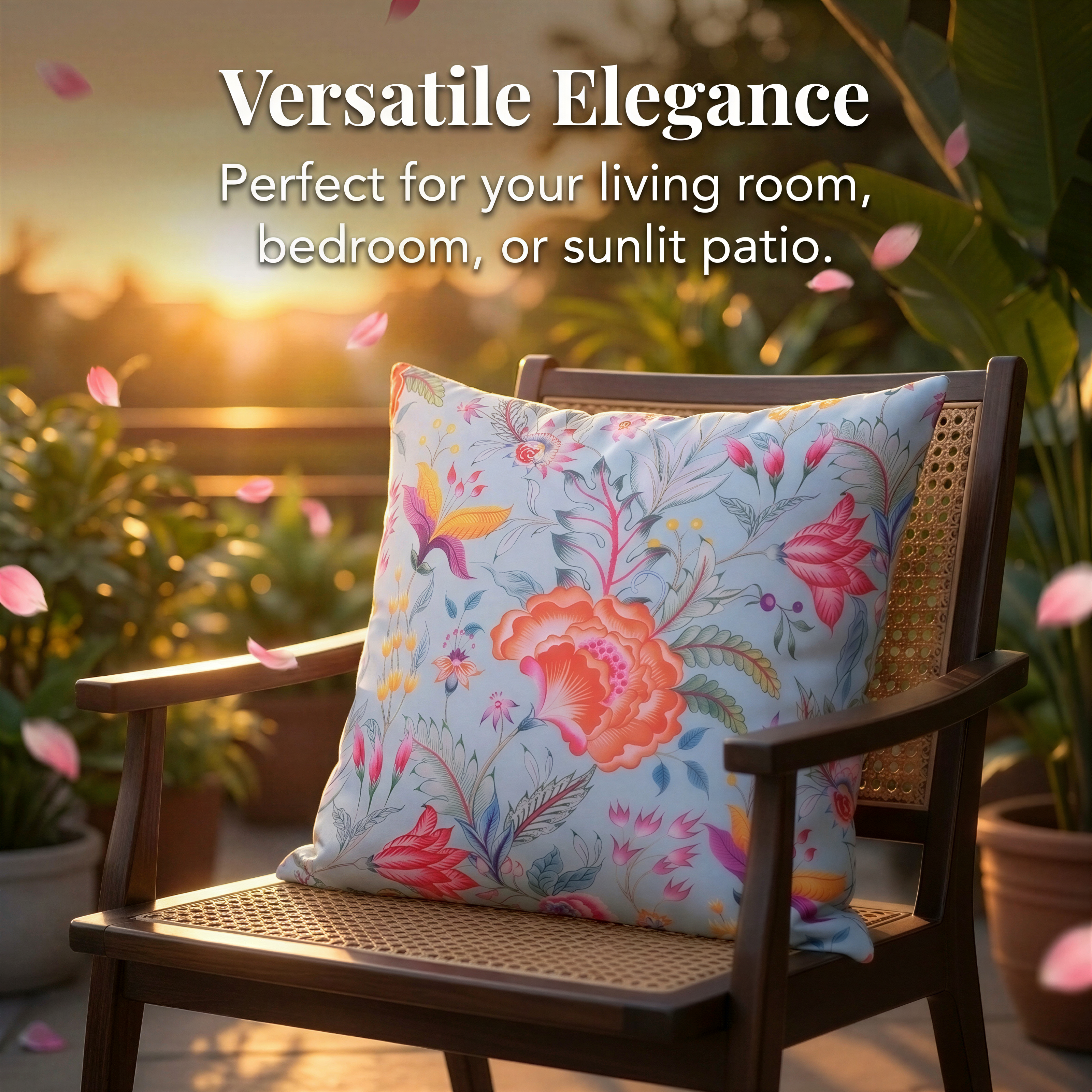 Floral Throw Pillow Covers - 20 x 20 Inches | Light Grey Decorative Cushion Covers