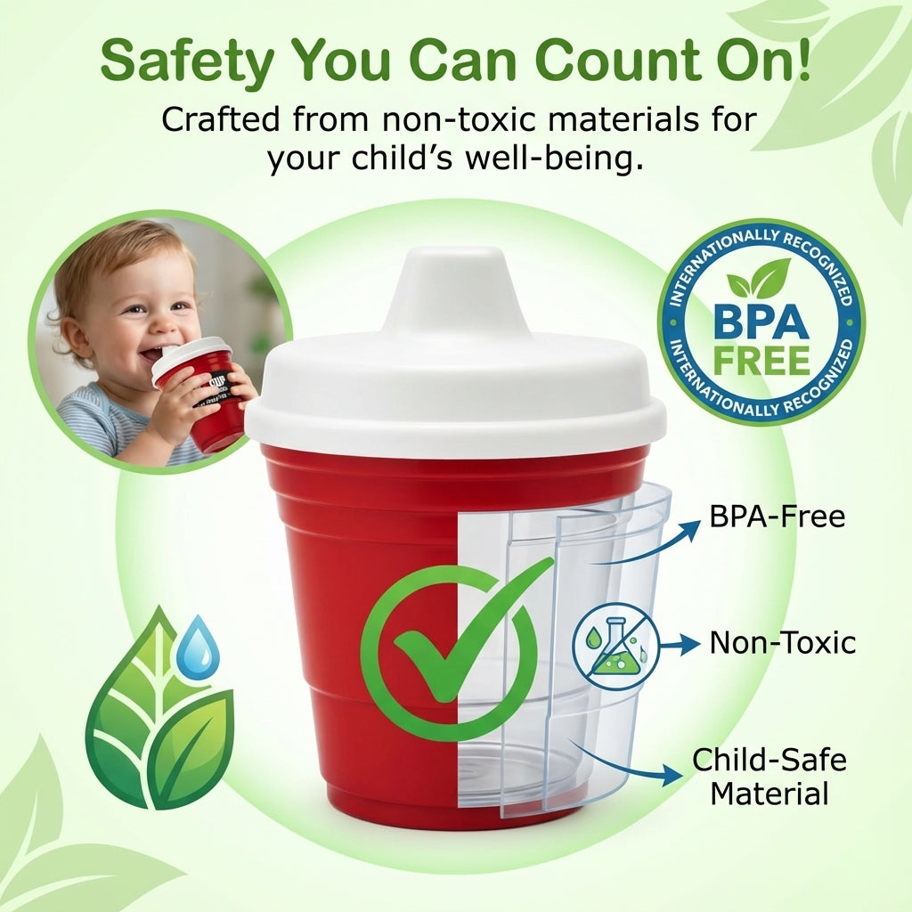RedCupLiving 8oz BPA-Free Toddler Sippy Cup with Handle & Leak-Proof Lid