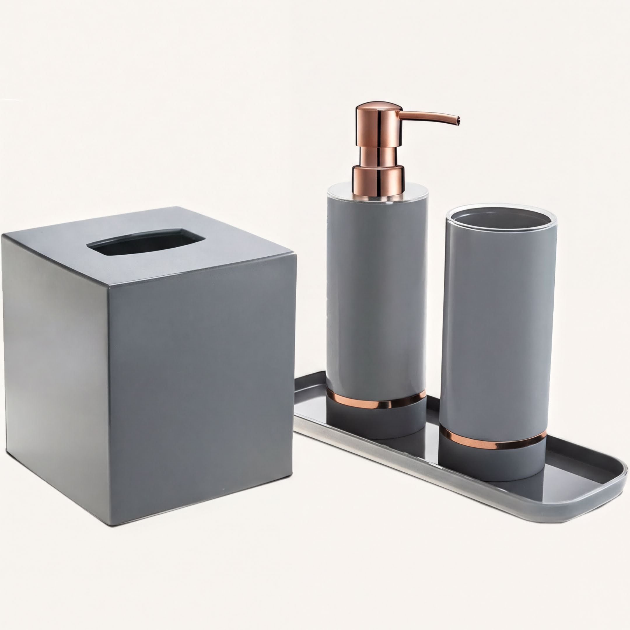 Acrylic Bathroom Set – Modern Bathroom Accessory Set with Stylish Vanity Organizer