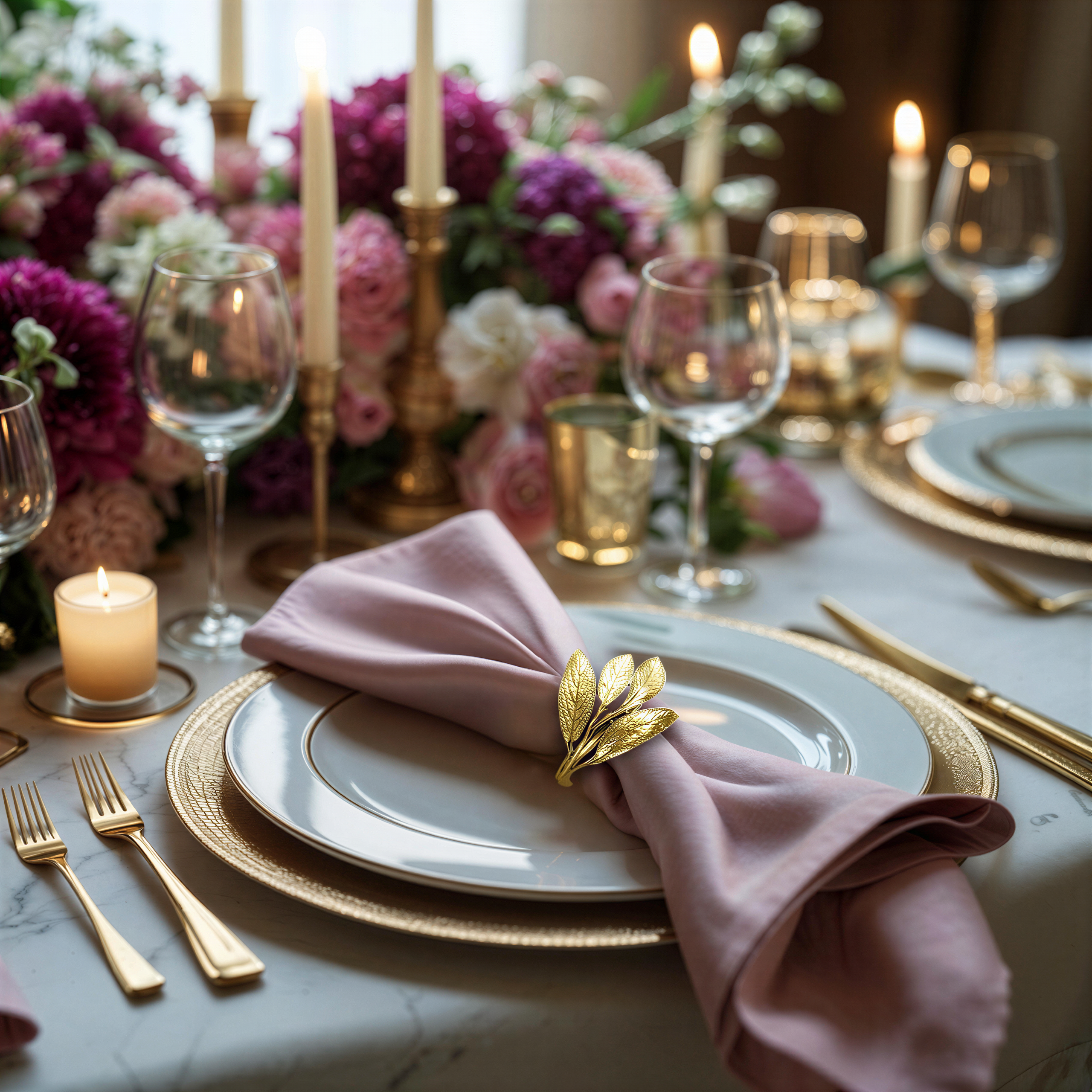 Gold Leaf Napkin Rings – Elegant Leaf Design Napkin Buckles for Table Decor