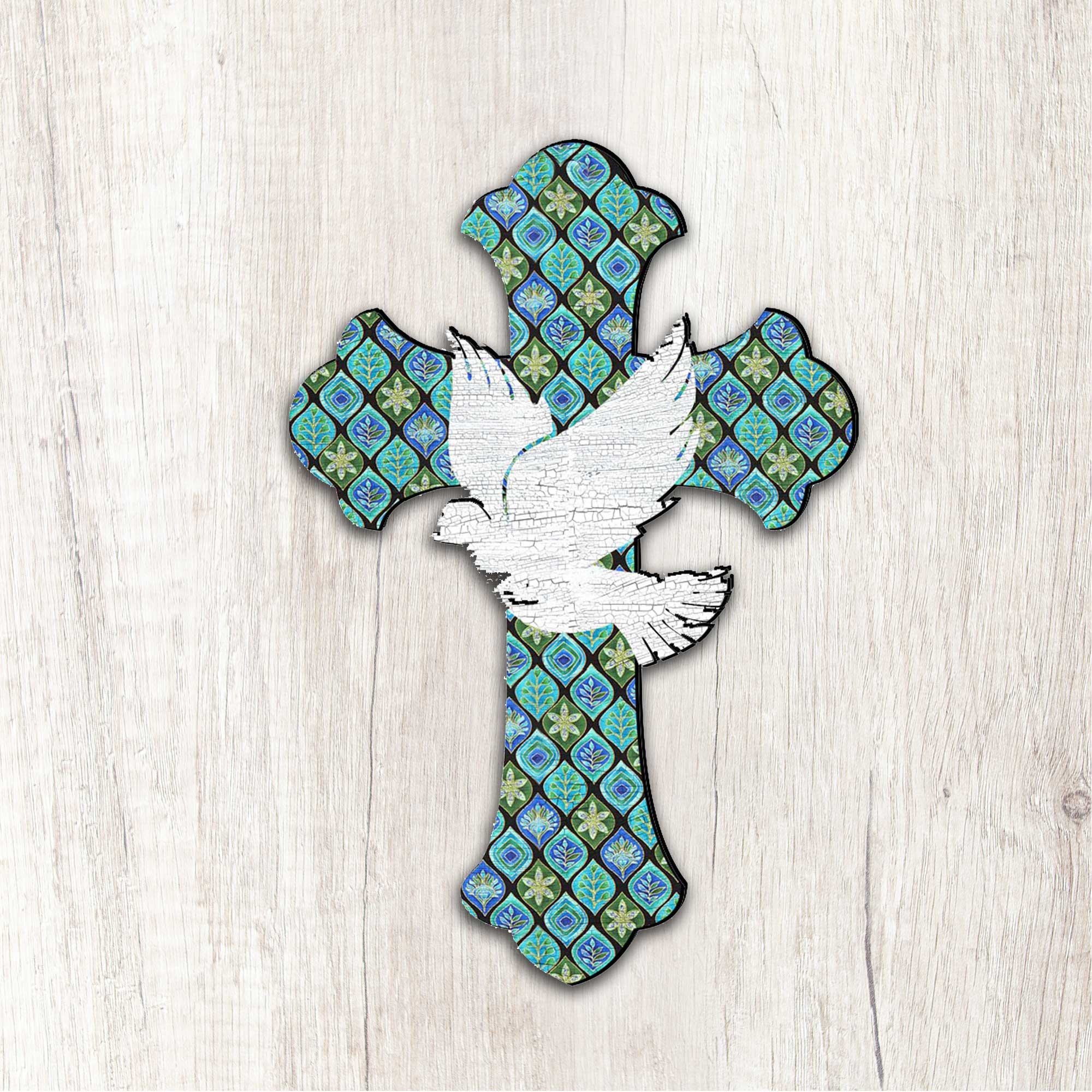 White Doves Cross Easter Door Decor by G. DeBrekht - Easter Spring Decor - 8191163-2H