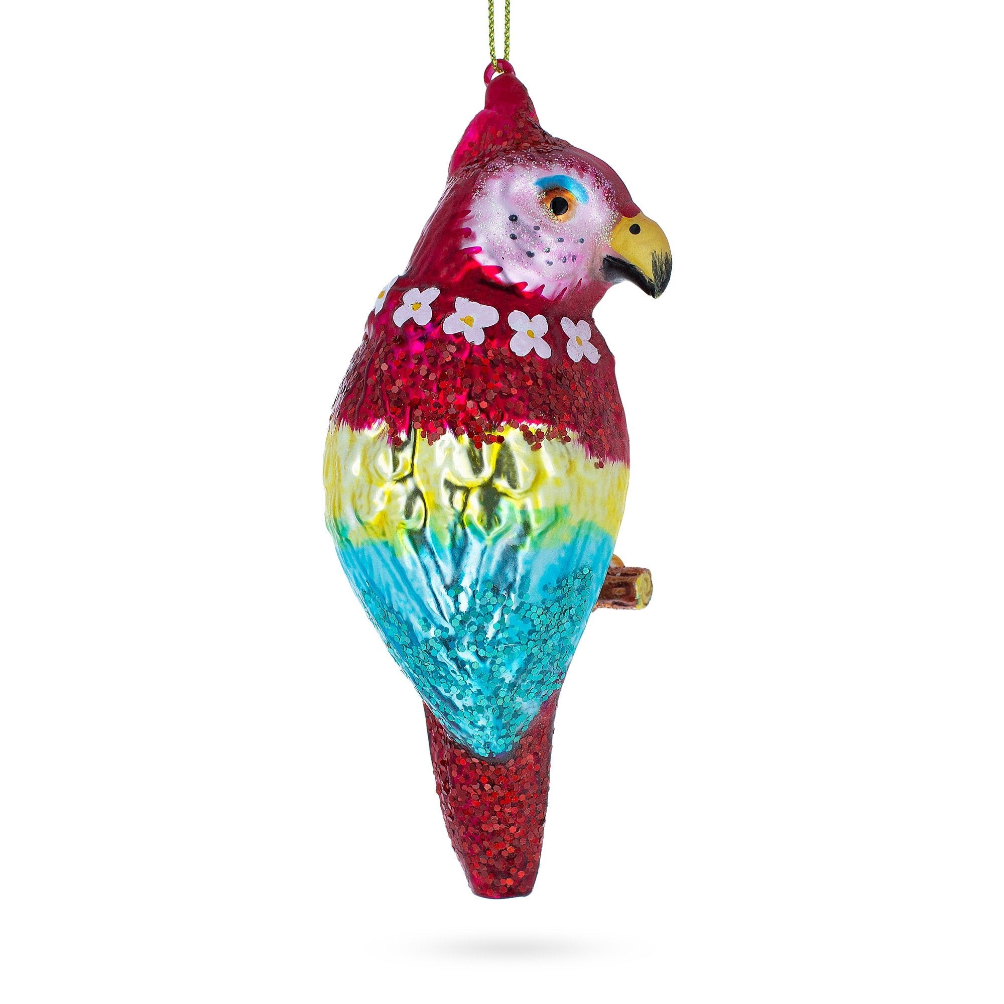 Parrot with Drink Glass Christmas Ornament