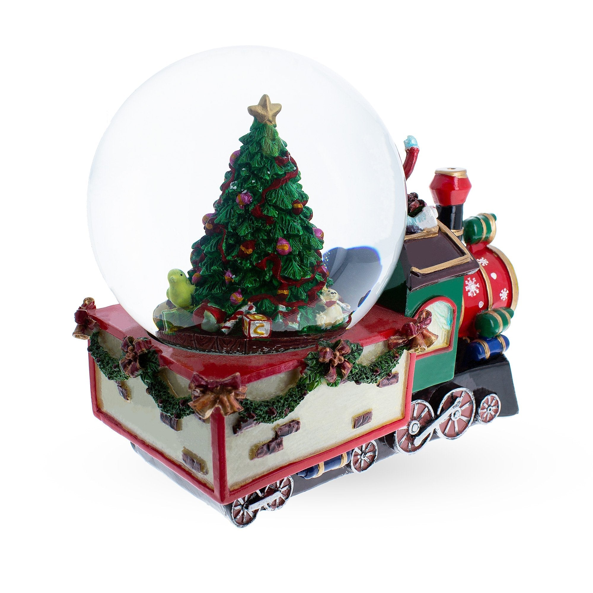 Children Riding Train Musical Christmas Water Snow Globe