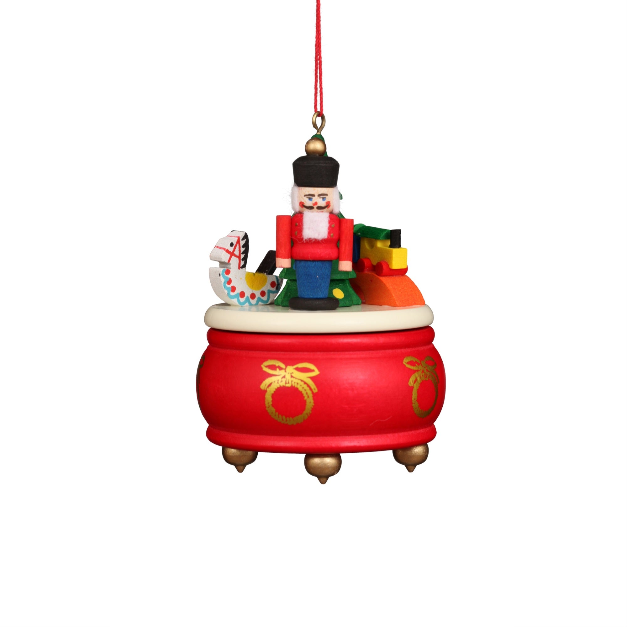 Christian Ulbricht Ornament - Red Music Box With Nutcracker