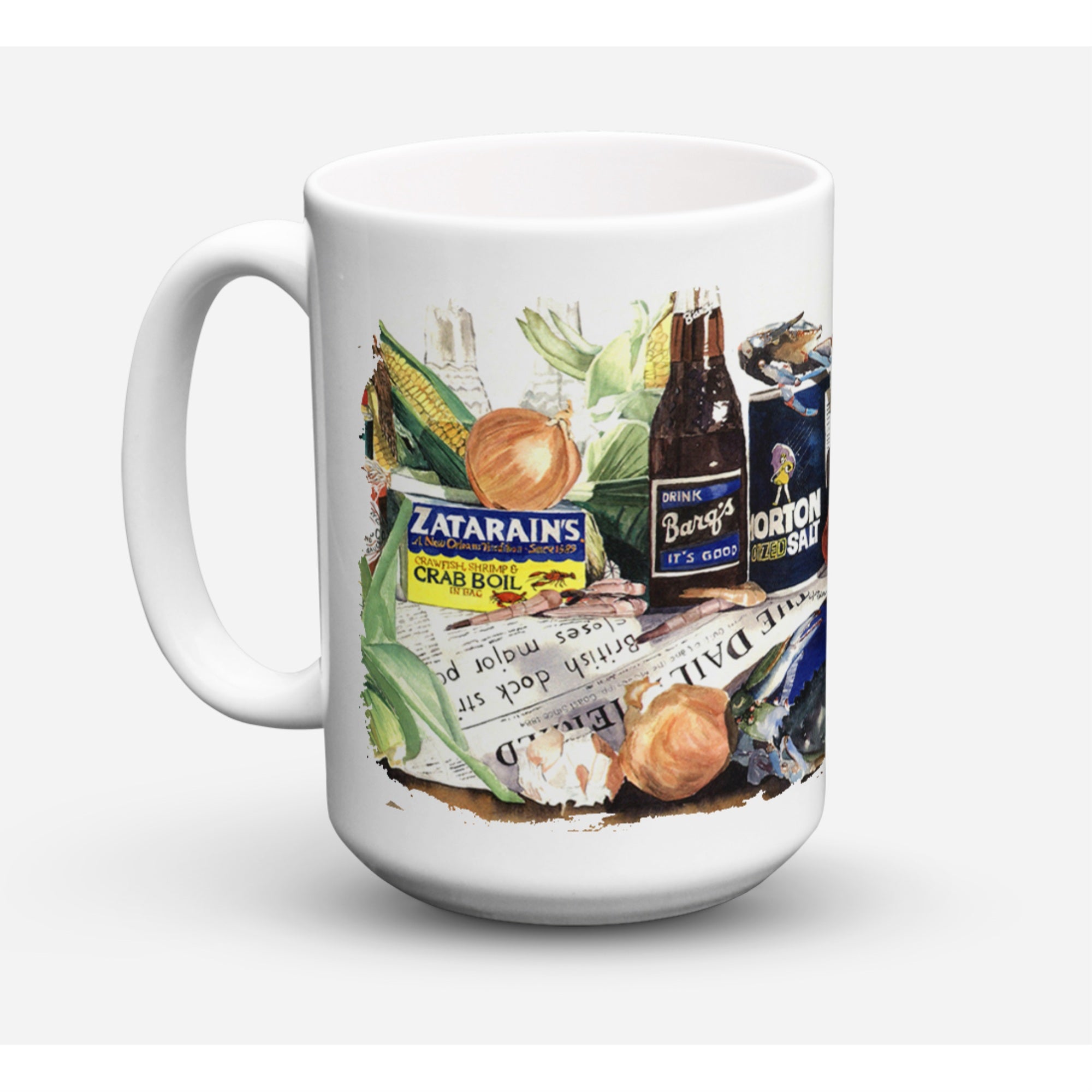 Carolines Treasures 1002CM15 Barqs Crabs And Spices Microwavable Ceramic Coffee Mug 15 oz Multicolor