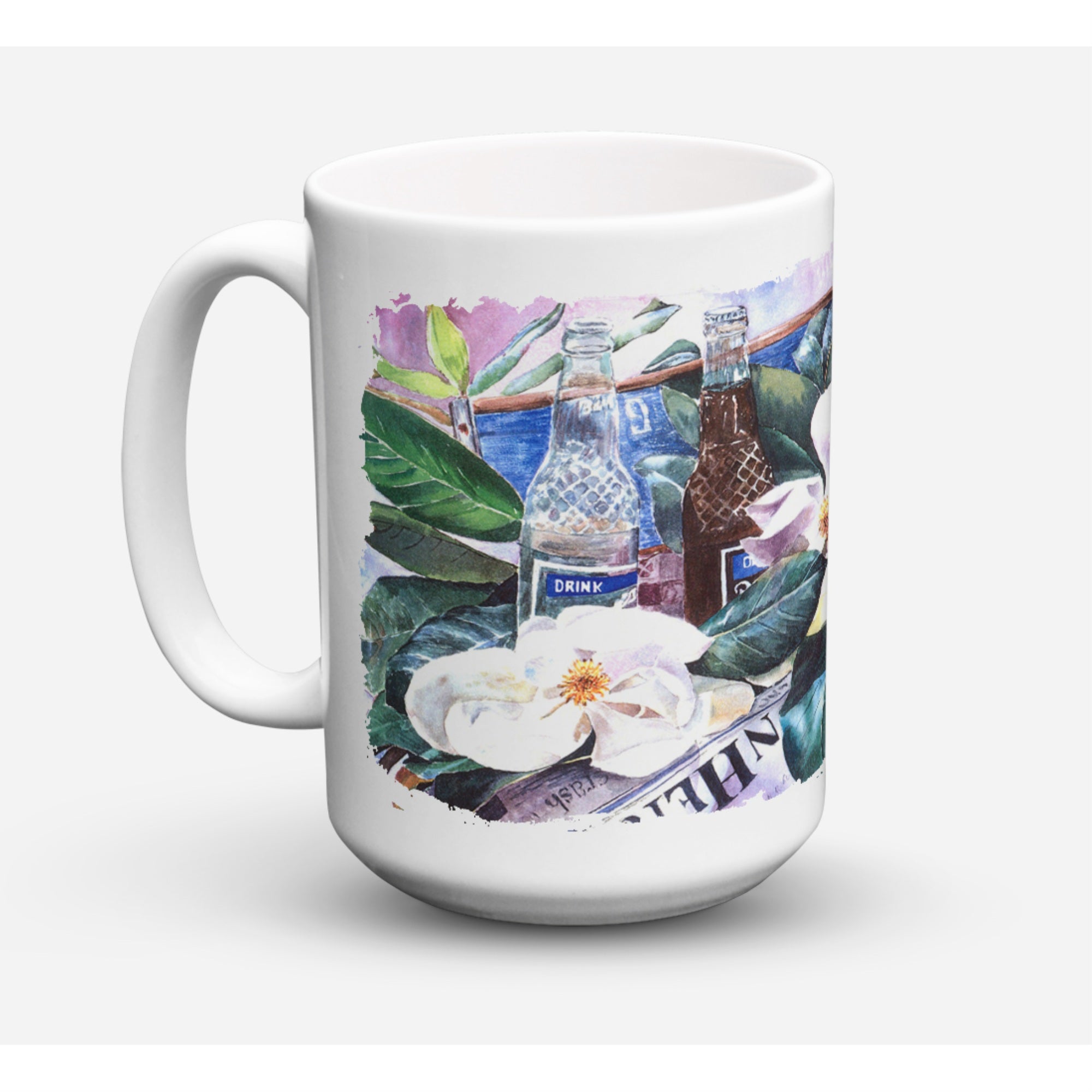 Carolines Treasures 1009CM15 Barqs And Magnolia Microwavable Ceramic Coffee Mug 15 oz Multicolor