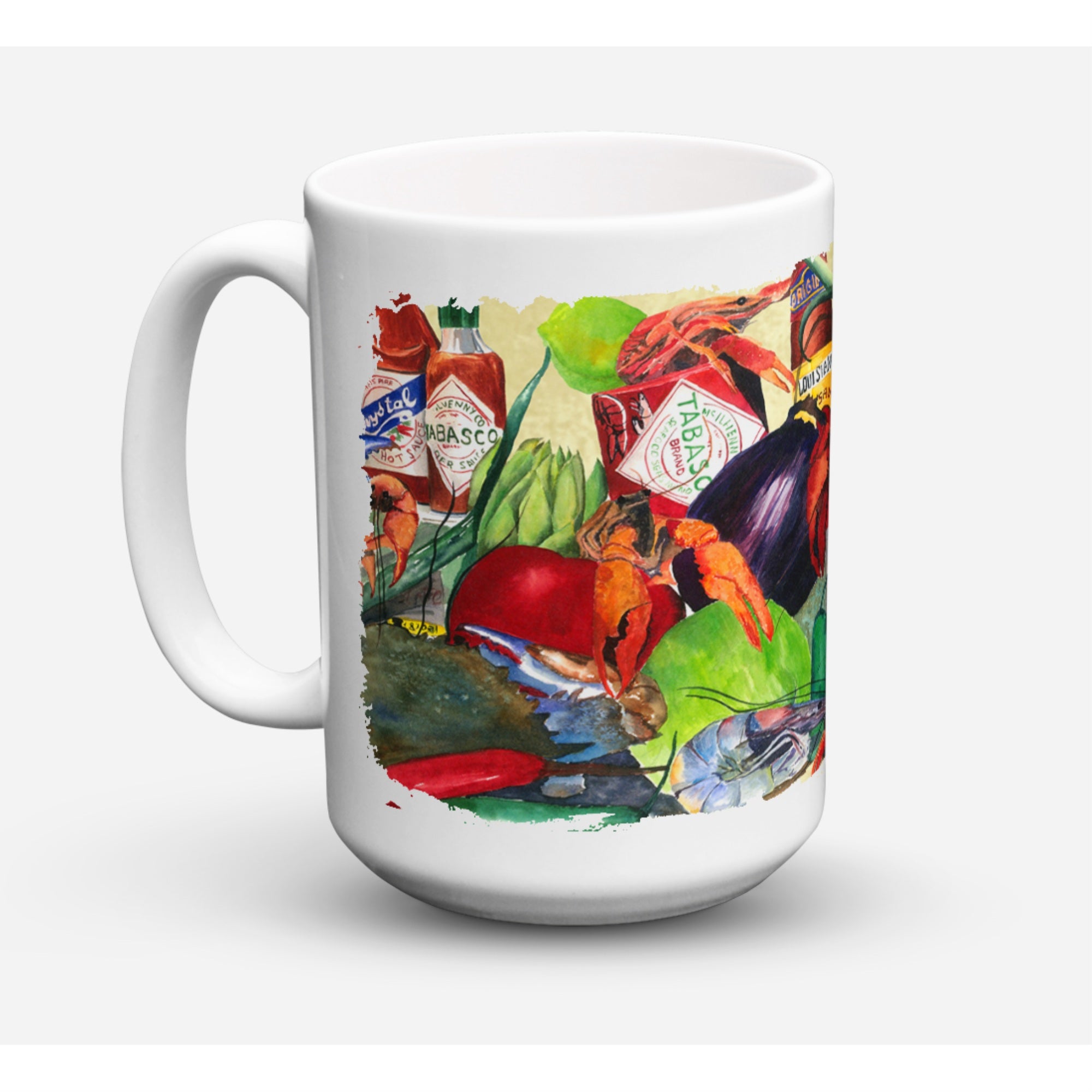 Carolines Treasures 1020CM15 Spices And Crawfish Microwavable Ceramic Coffee Mug 15 oz Multicolor