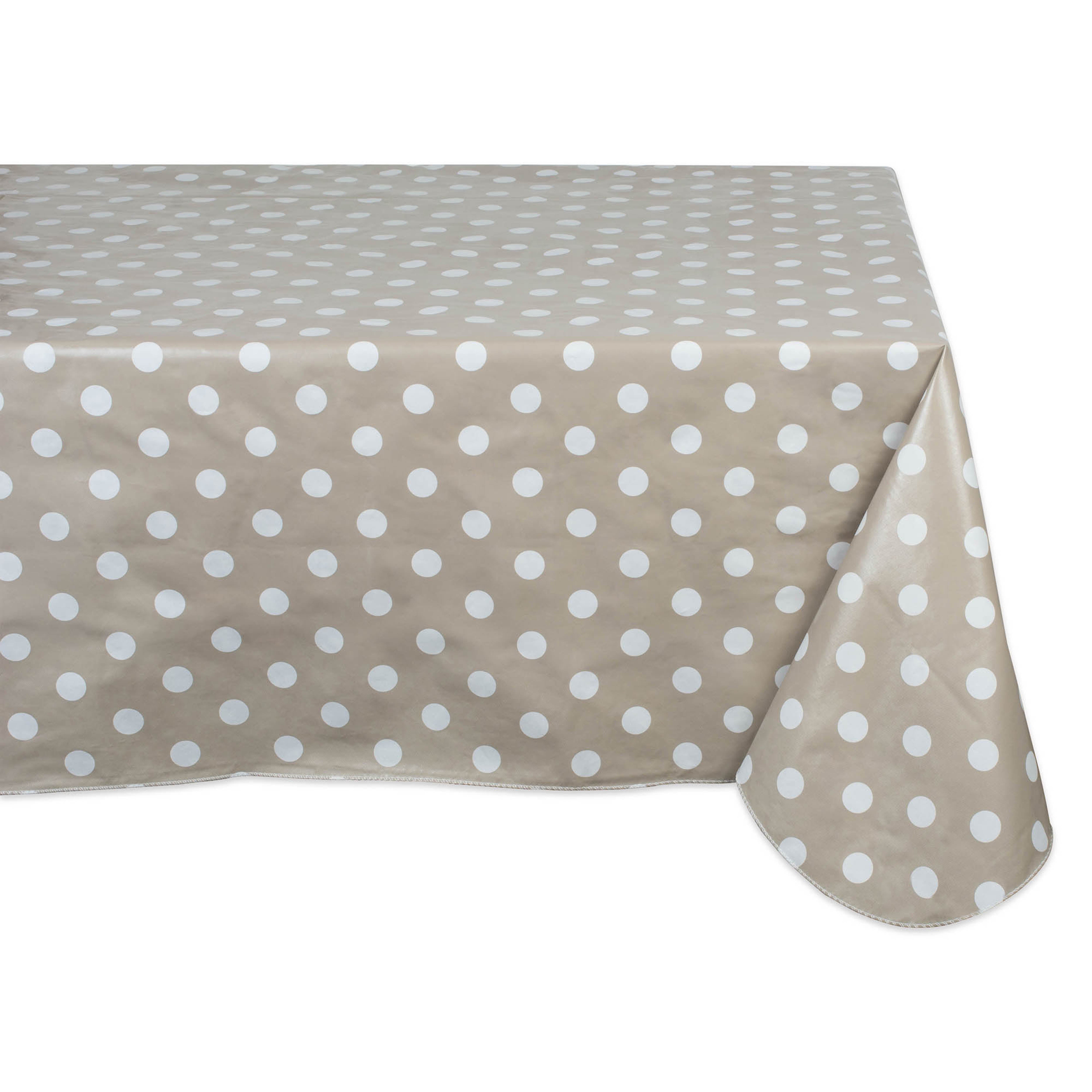 J&M Natural Polka Dot Vinyl Tablecloth 60X84
