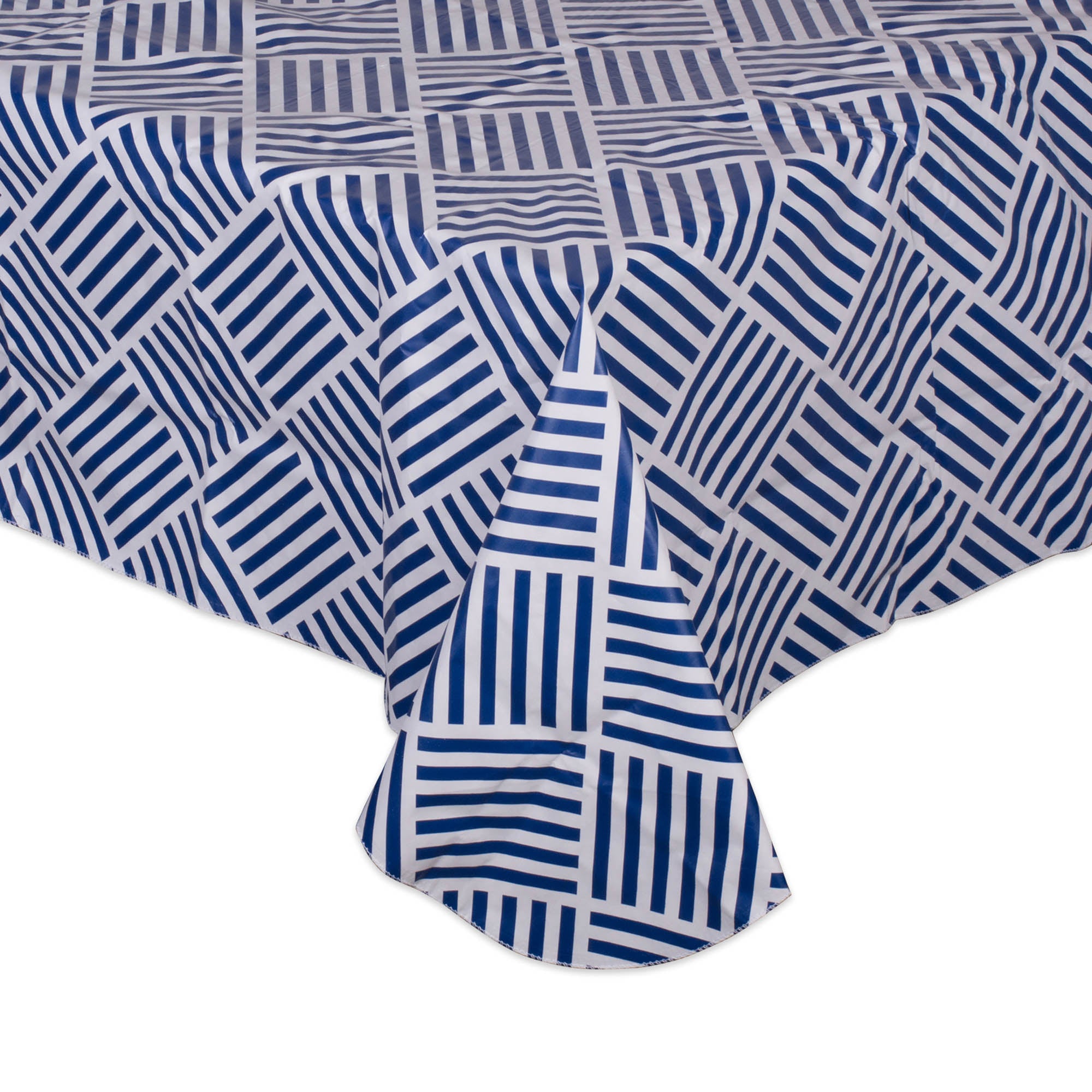 J&M Navy Grid Vinyl Tablecloth 52x70